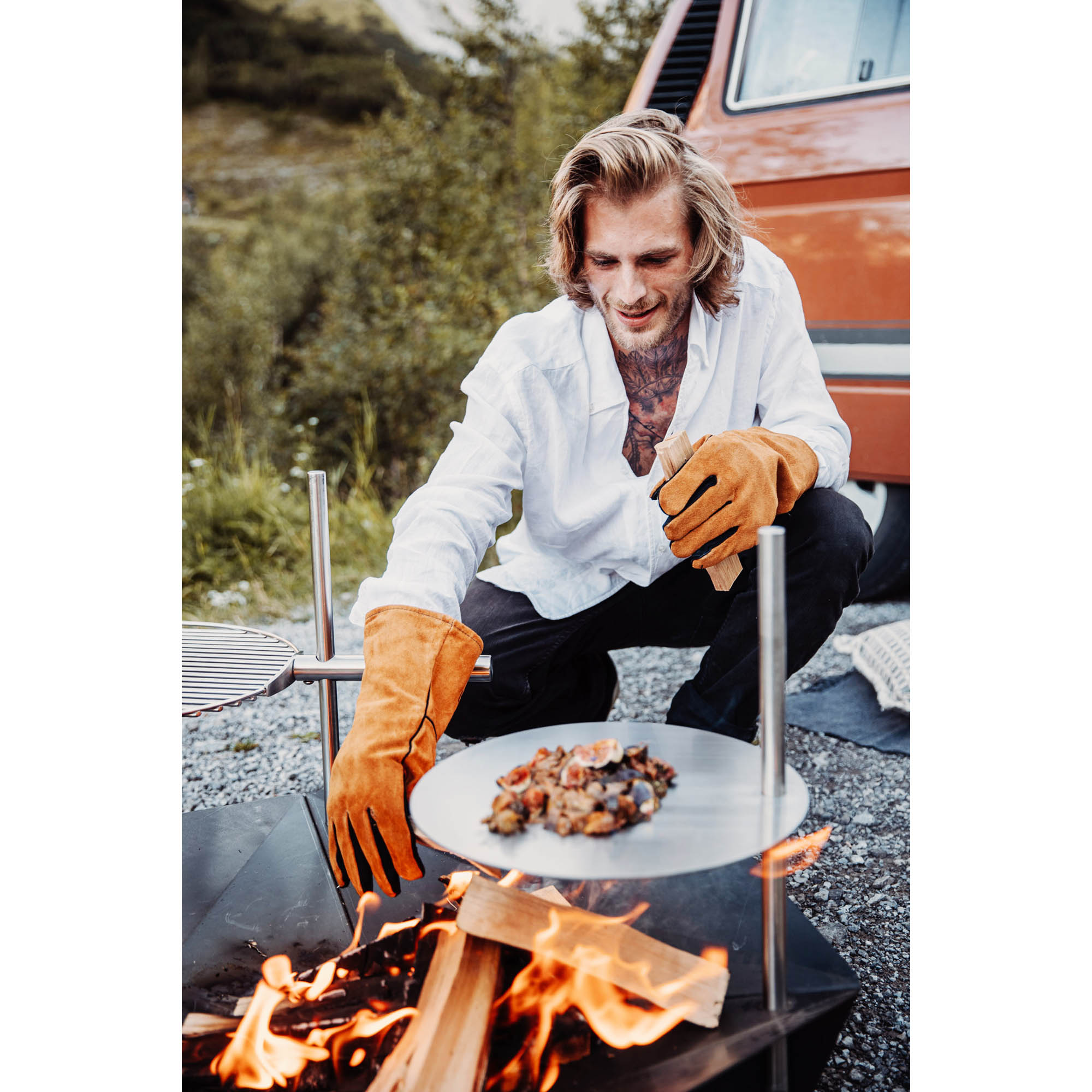 HÖFATS Feuerhandschuhe Grillhandschuhe Kaminhandschuhe hochwertiges Naturleder