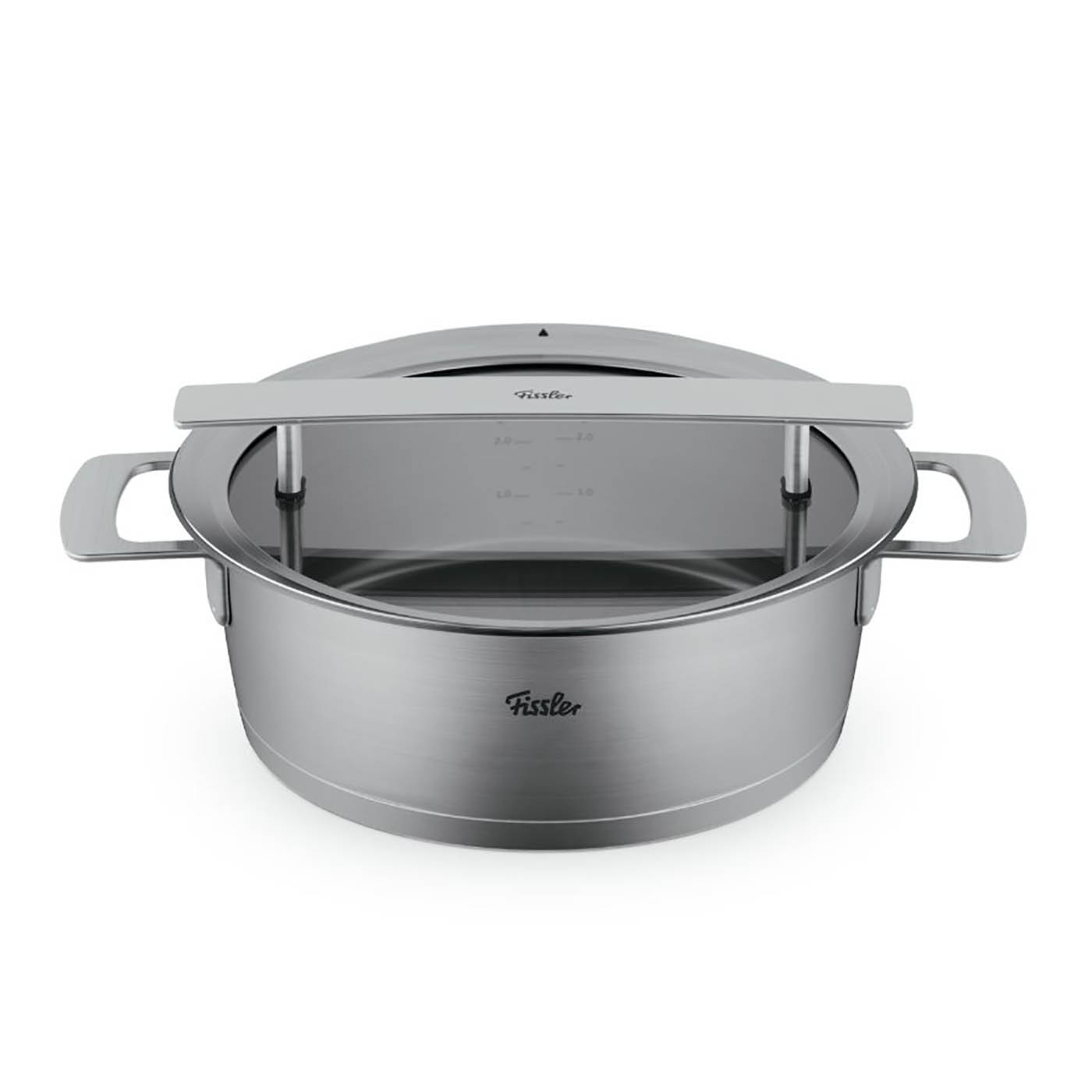 FISSLER Serie PHI COLLECTION Bratentopf 24 cm 3,9 Liter mit Glasdeckel