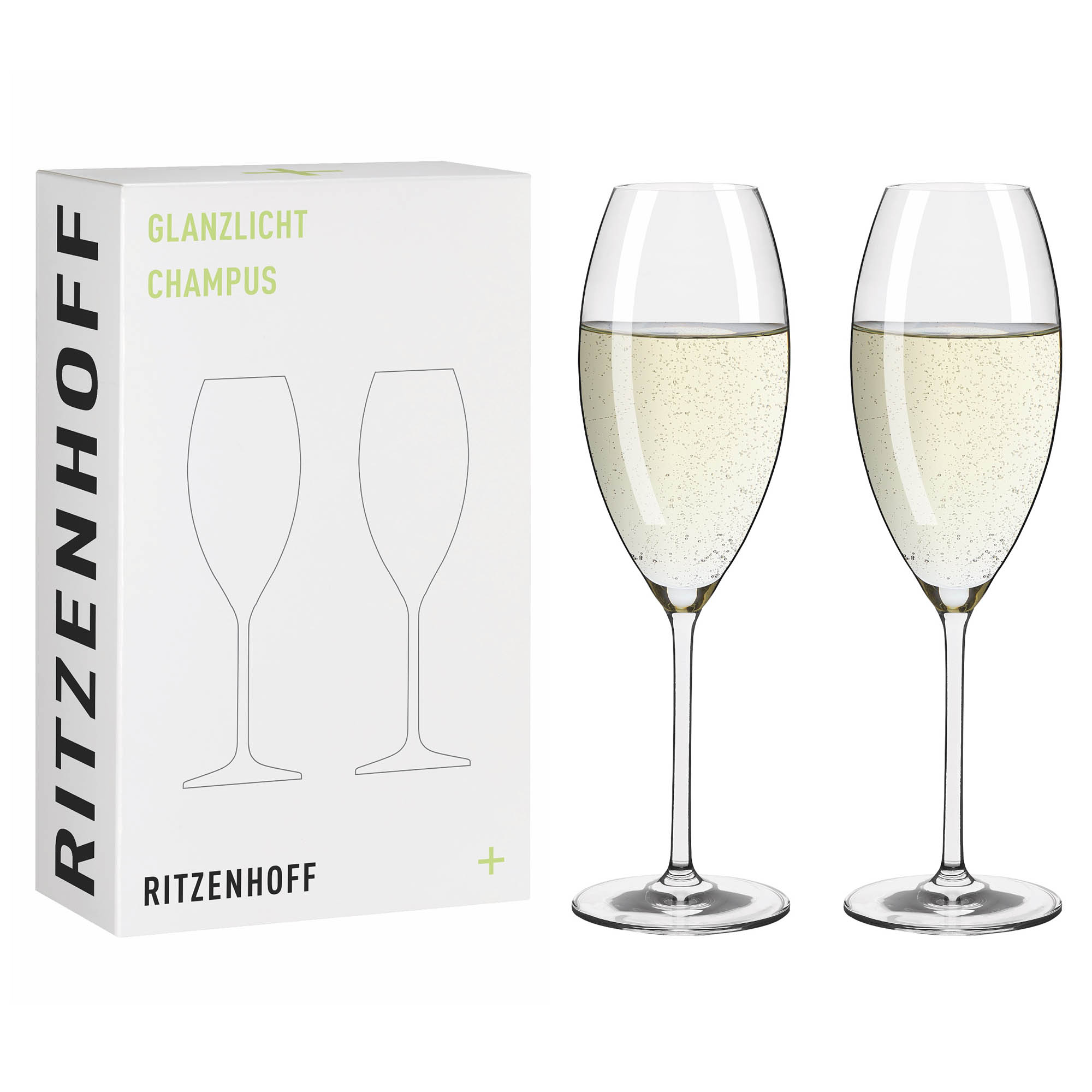 RITZENHOFF set of 2 champagne glasses GLANZLICHT Capacity 327 ml each