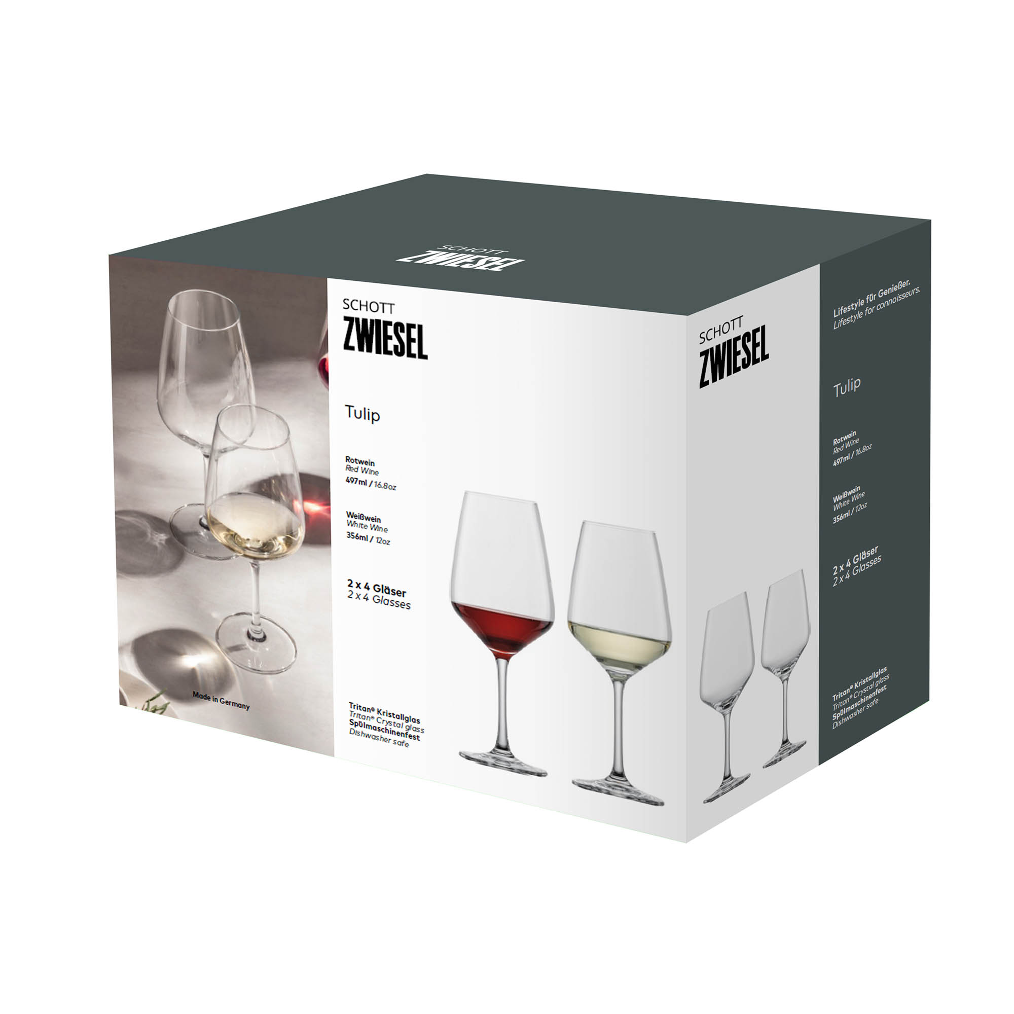 SCHOTT ZWIESEL Serie TULIP Gläserset 8-teilig 4 x Rotweinglas 4 x Weißweinglas
