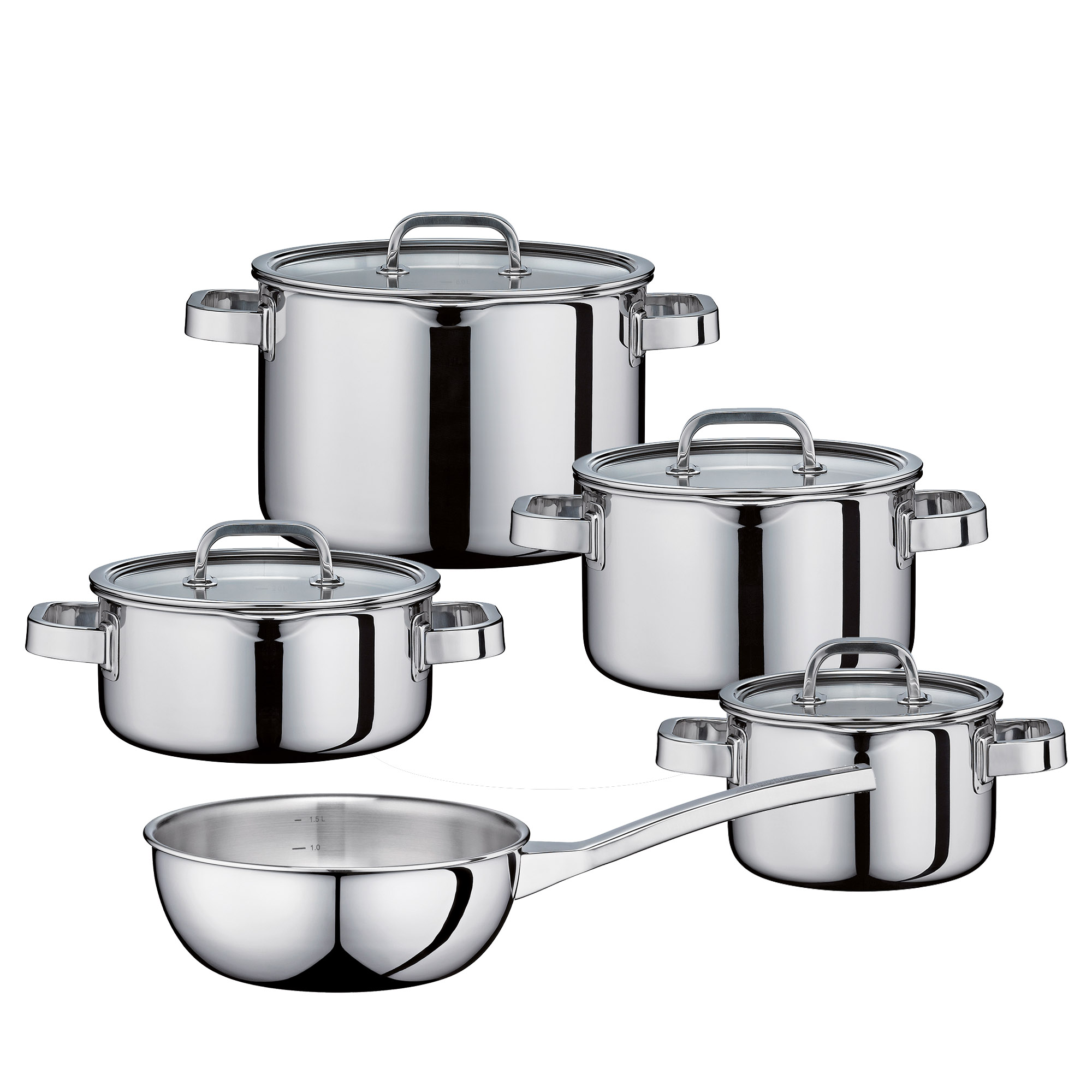 SPRING Topf-Set 5 teilig FINESSE2+ mit Glasdeckeln mit Sauteuse INDUKTION