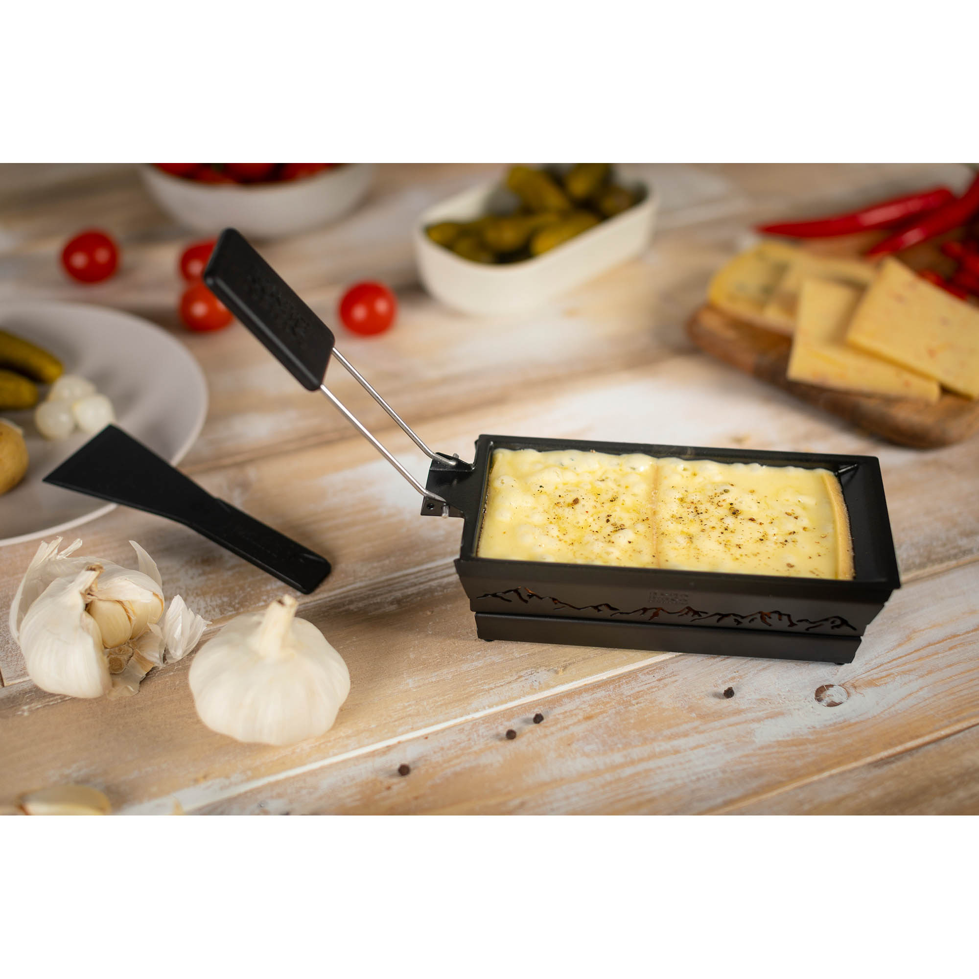 KUHN RIKON Mini raclette set ALPENGLÜHEN with 3 tea lights black