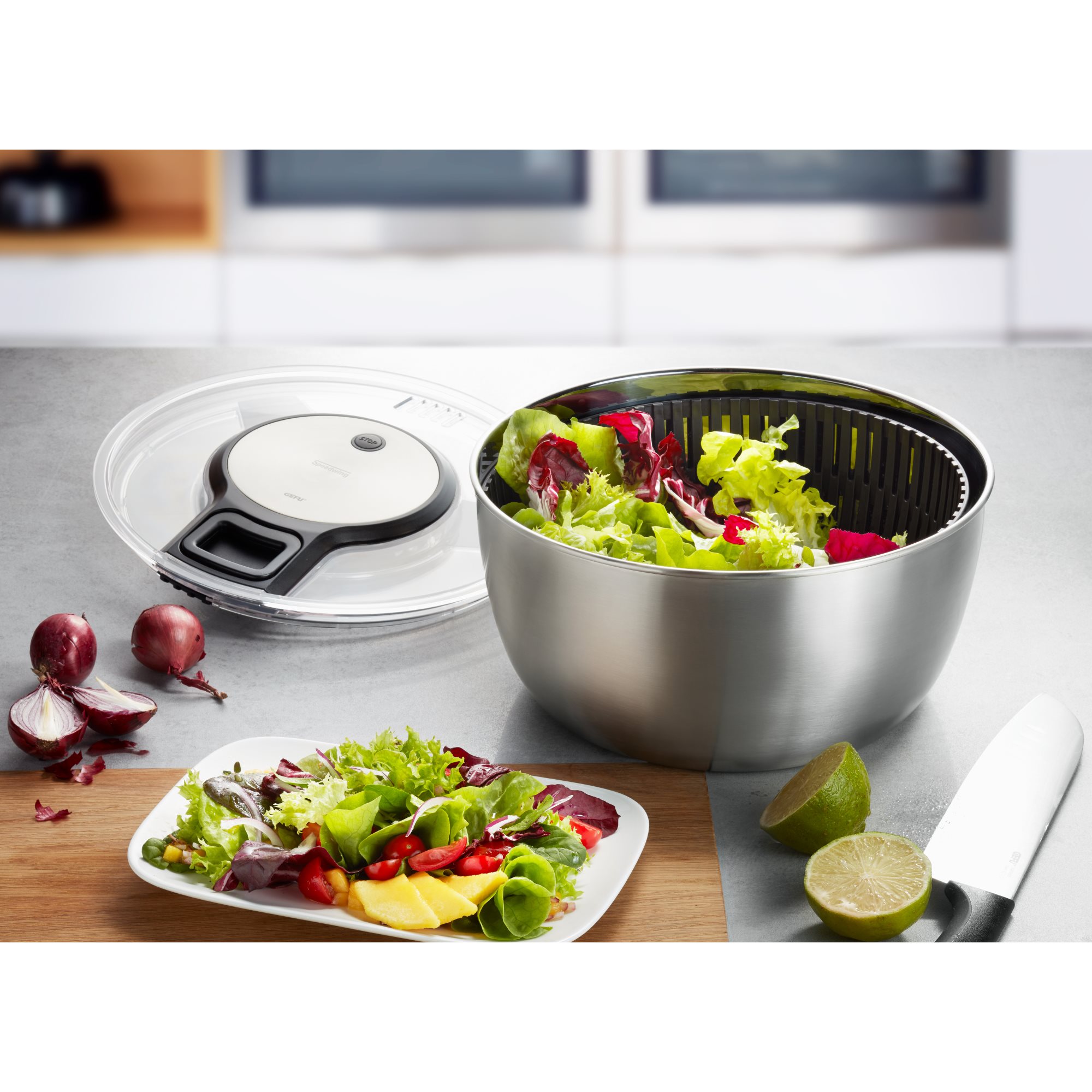 GEFU Salatschleuder SPEED WING Edelstahl 5 Liter