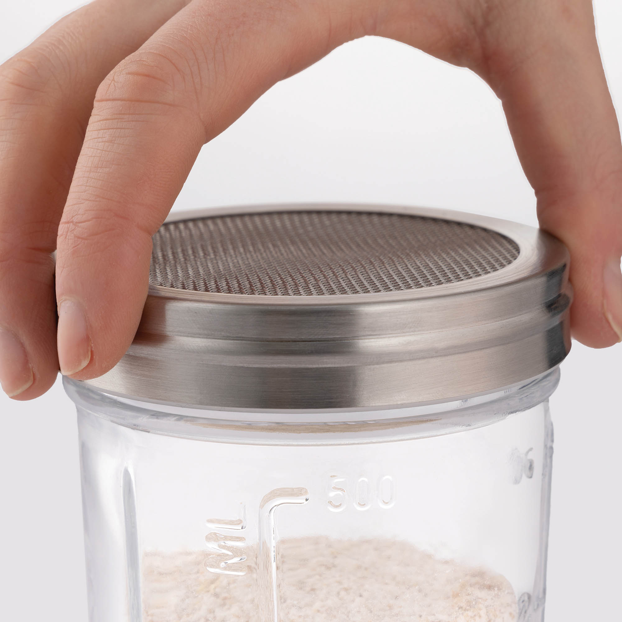 KILNER Sieve Jar Set: 0.5-litre storage jar with sieve insert
