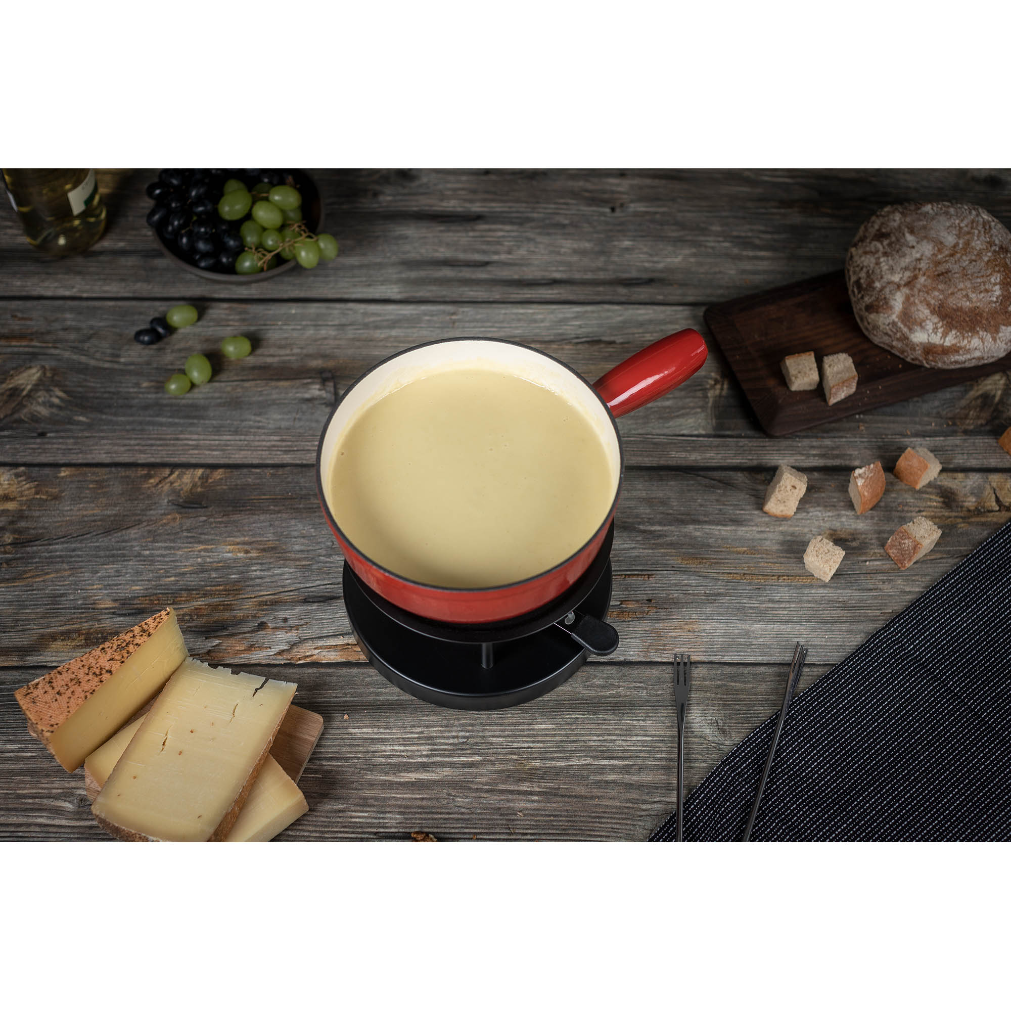 KUHN RIKON Käsefondue-Set Gusseisen 24 cm rot INDUKTION Fondue