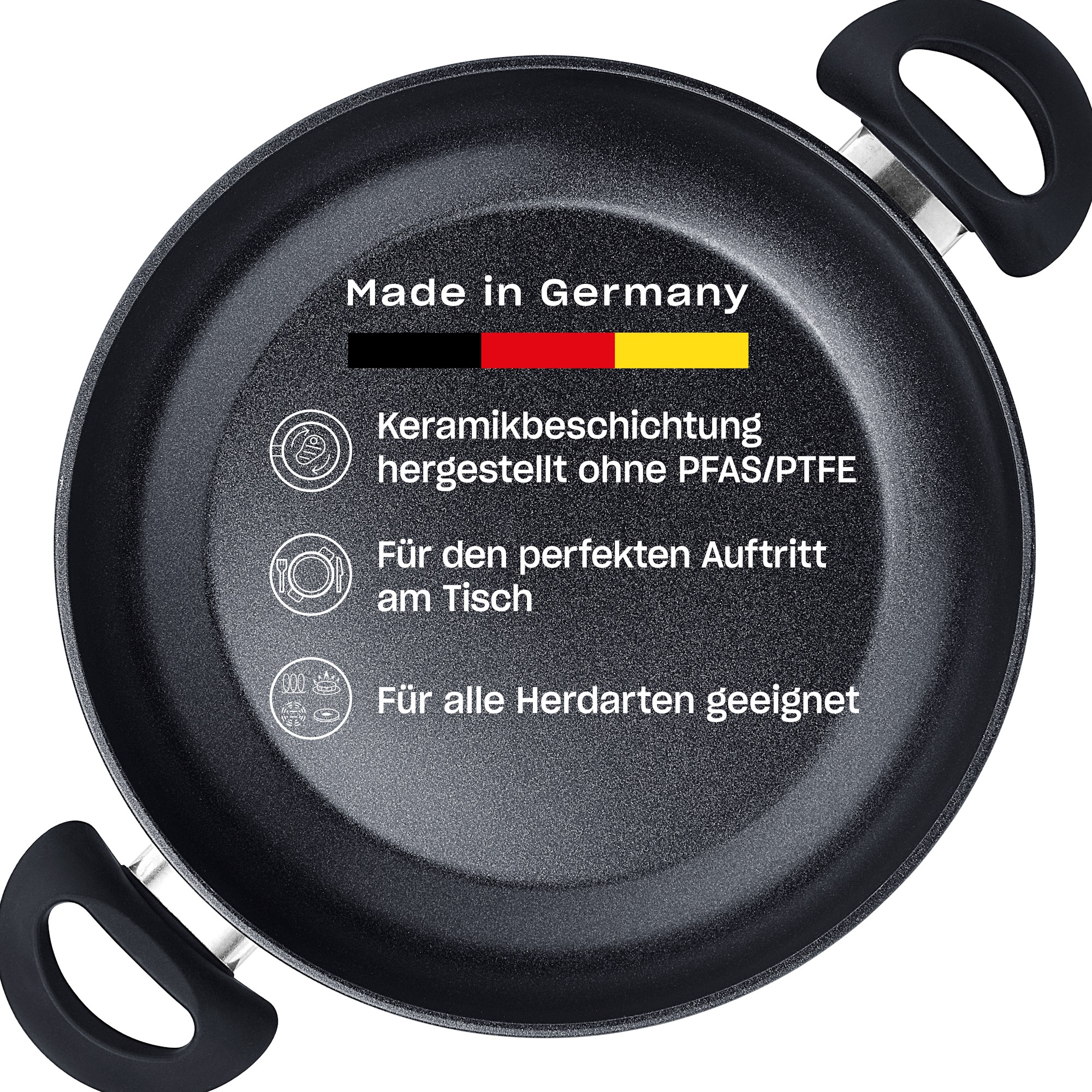 FISSLER Servierpfanne ESSENTIAL 28 cm schwarz PFAS/PTFE-frei INDUKTION