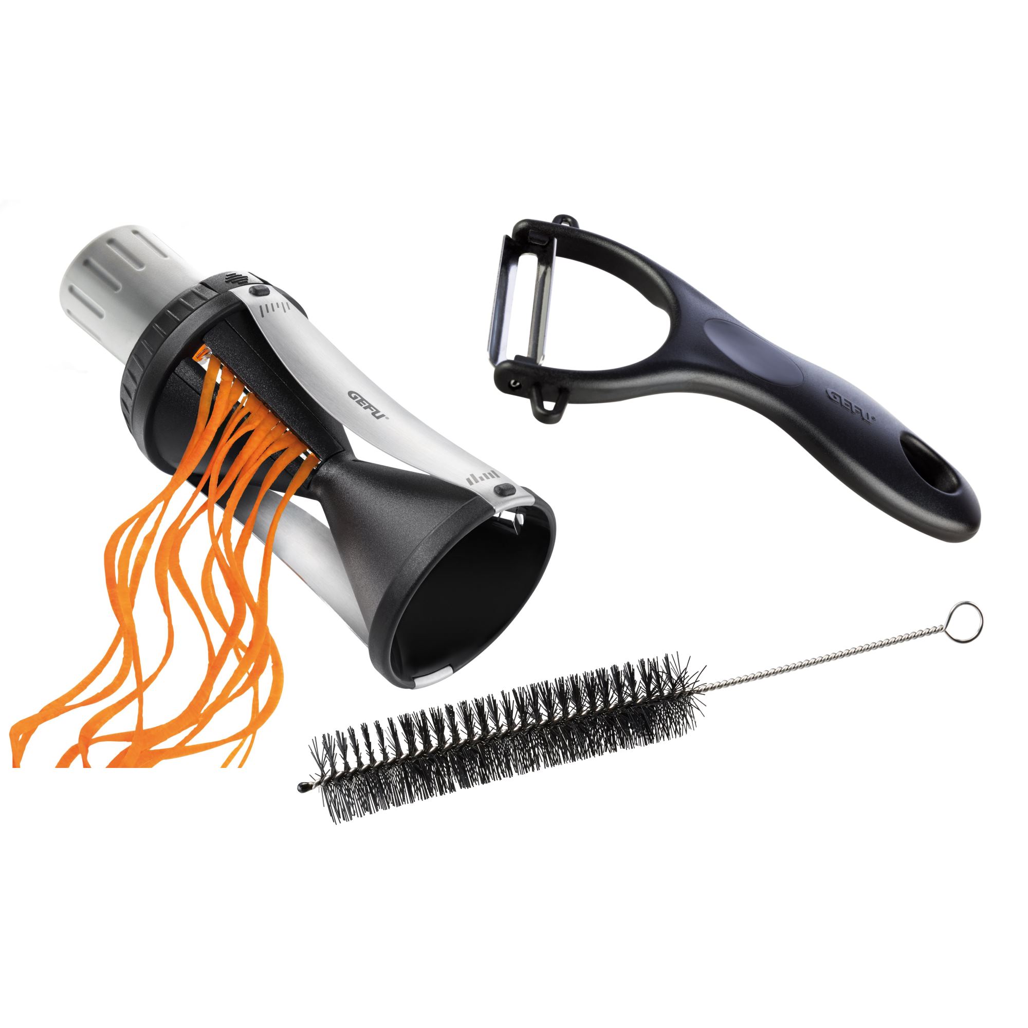 GEFU Spiralschneider SPIRELLI Version 2.0 mit Sparschäler + Reinigungsbürste