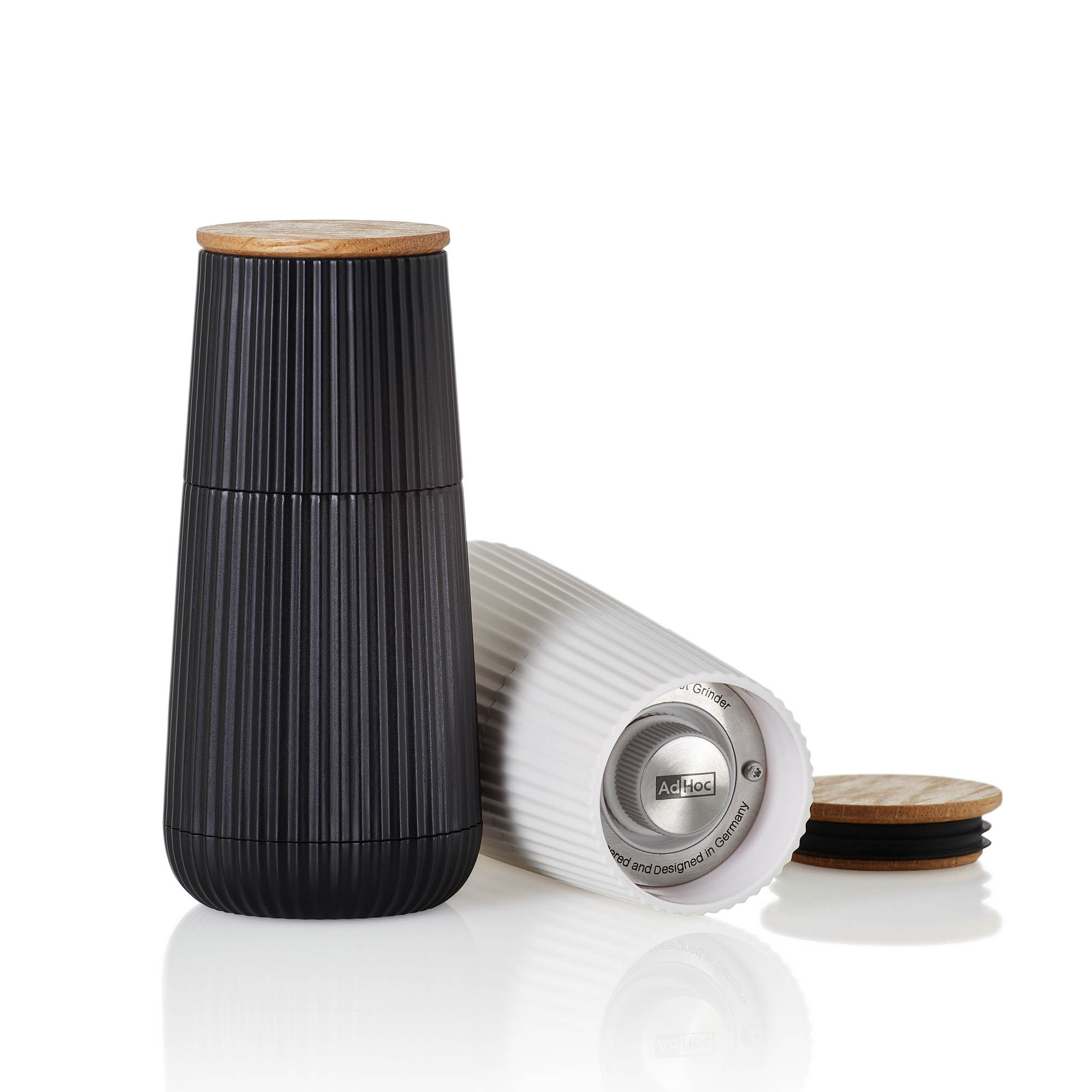 AdHoc Mühlen-Set SCAPE Pfeffermühle Salzmühle schwarz / weiß 12,3 cm