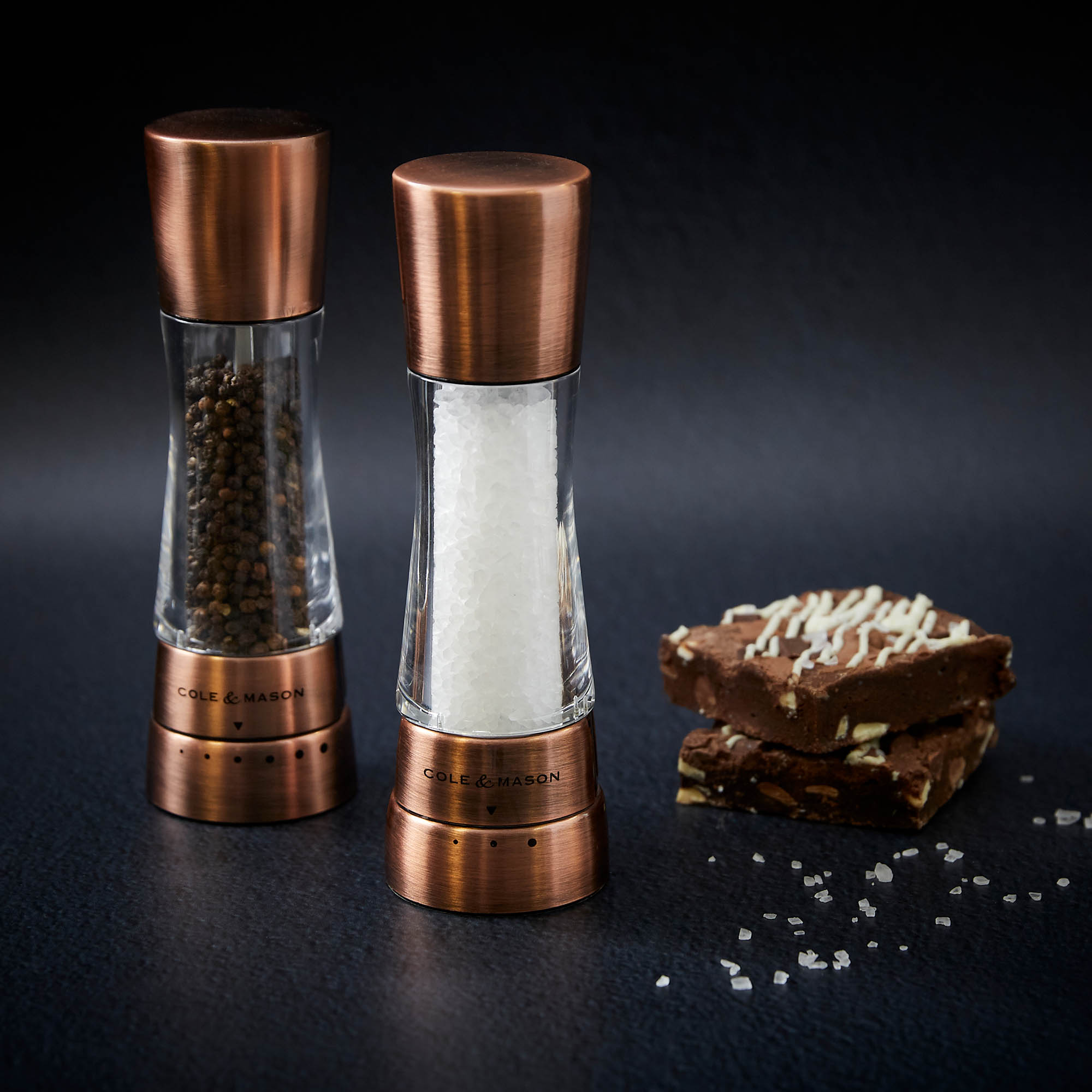 COLE & MASON Geschenk-Set Salzmühle und Pfeffermühle DERWENT 19 cm kupferfarben