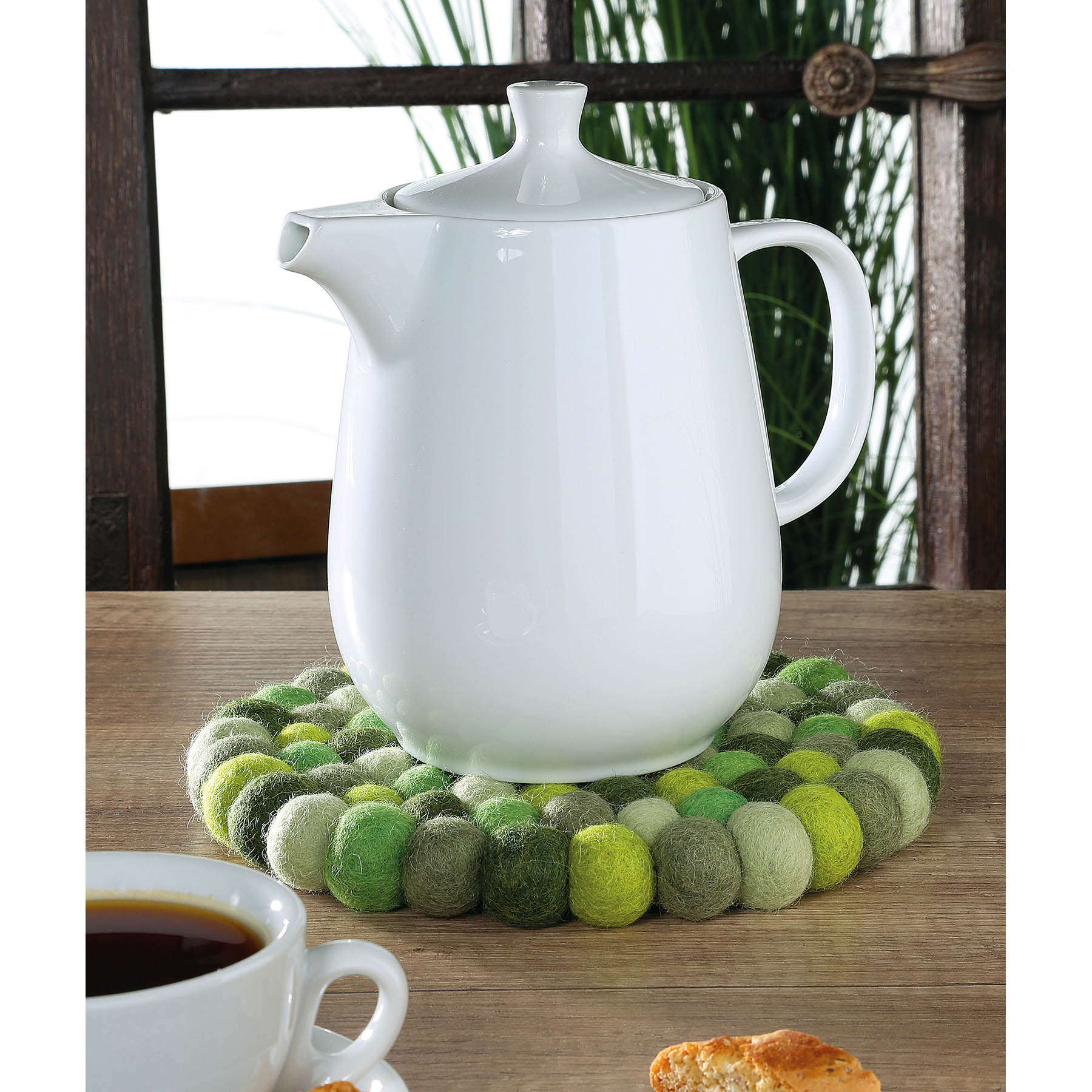 CILIO Untersetzer aus 100% Schafwolle LANA VERDE rund 21 cm grün