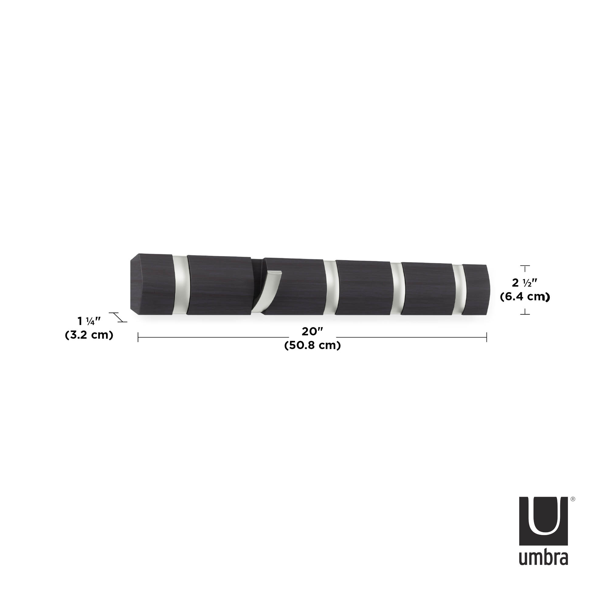 UMBRA wall coat rack FLIP 5 HOOK with 5 foldable hooks grey / silver
