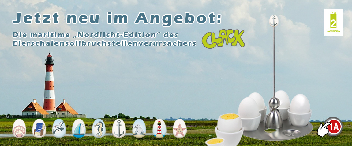 Eierschalensollbruchstellenverursacher mit unterschiedlichen Kopfmotiven