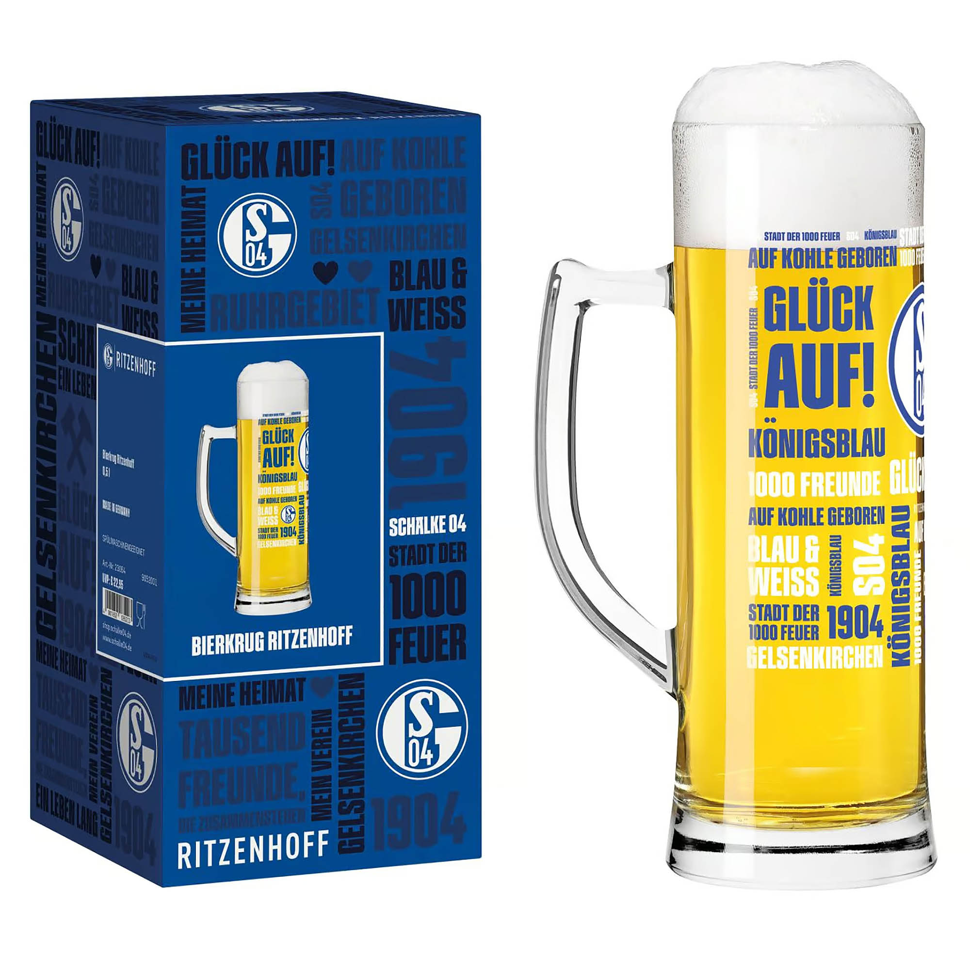 RITZENHOFF Bierglas Bierkrug Bierseidel FC SCHALKE 04 Inhalt 584 ml