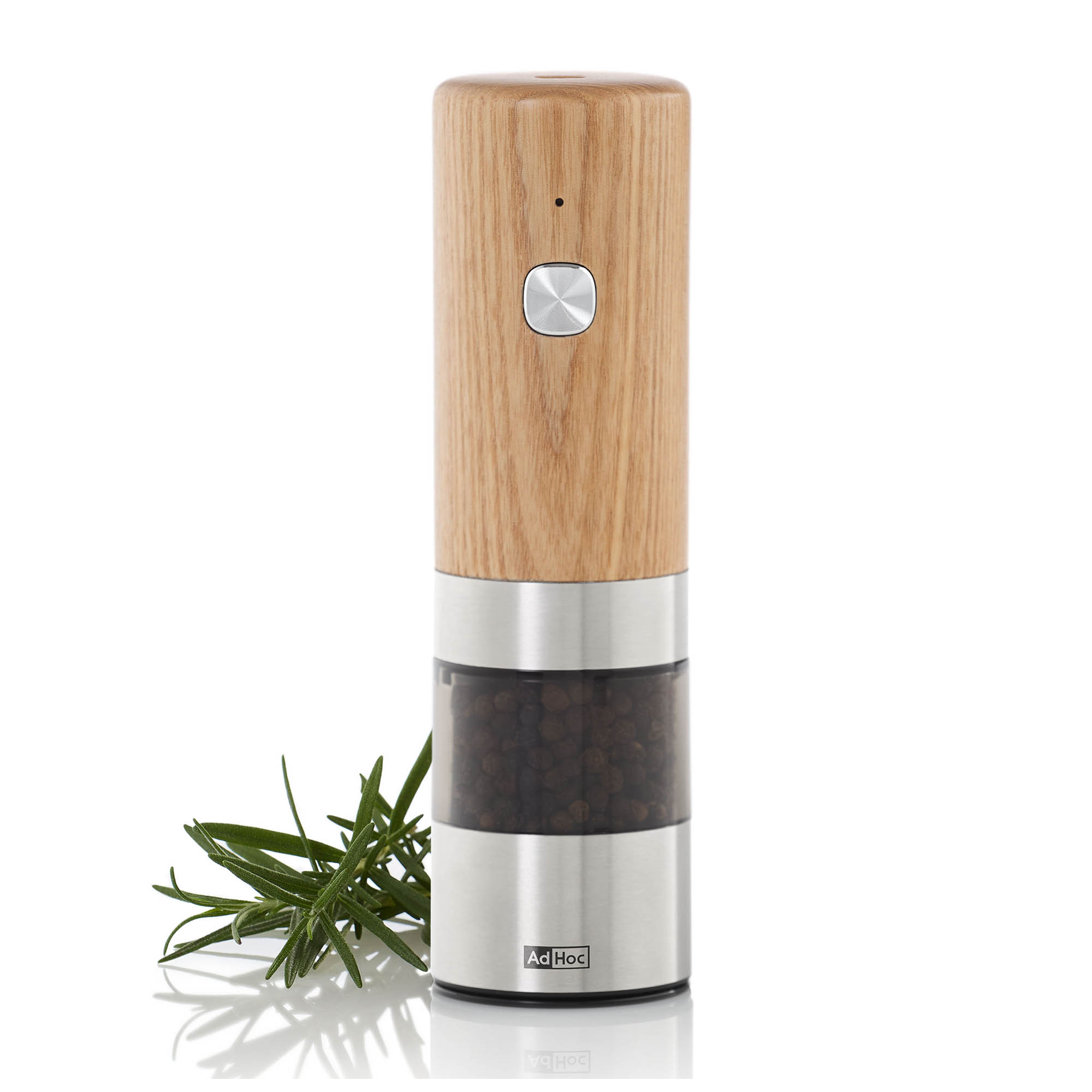 AdHoc Elektrische Pfeffermühle oder Salzmühle i.MILL 17 cm Edelstahl Esche