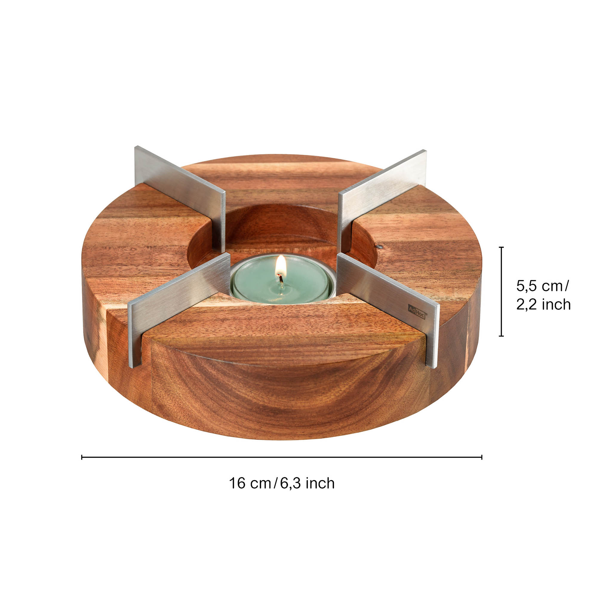 AdHoc teapot and food warmer TUTO 16 cm made of acacia wood and stainless steel