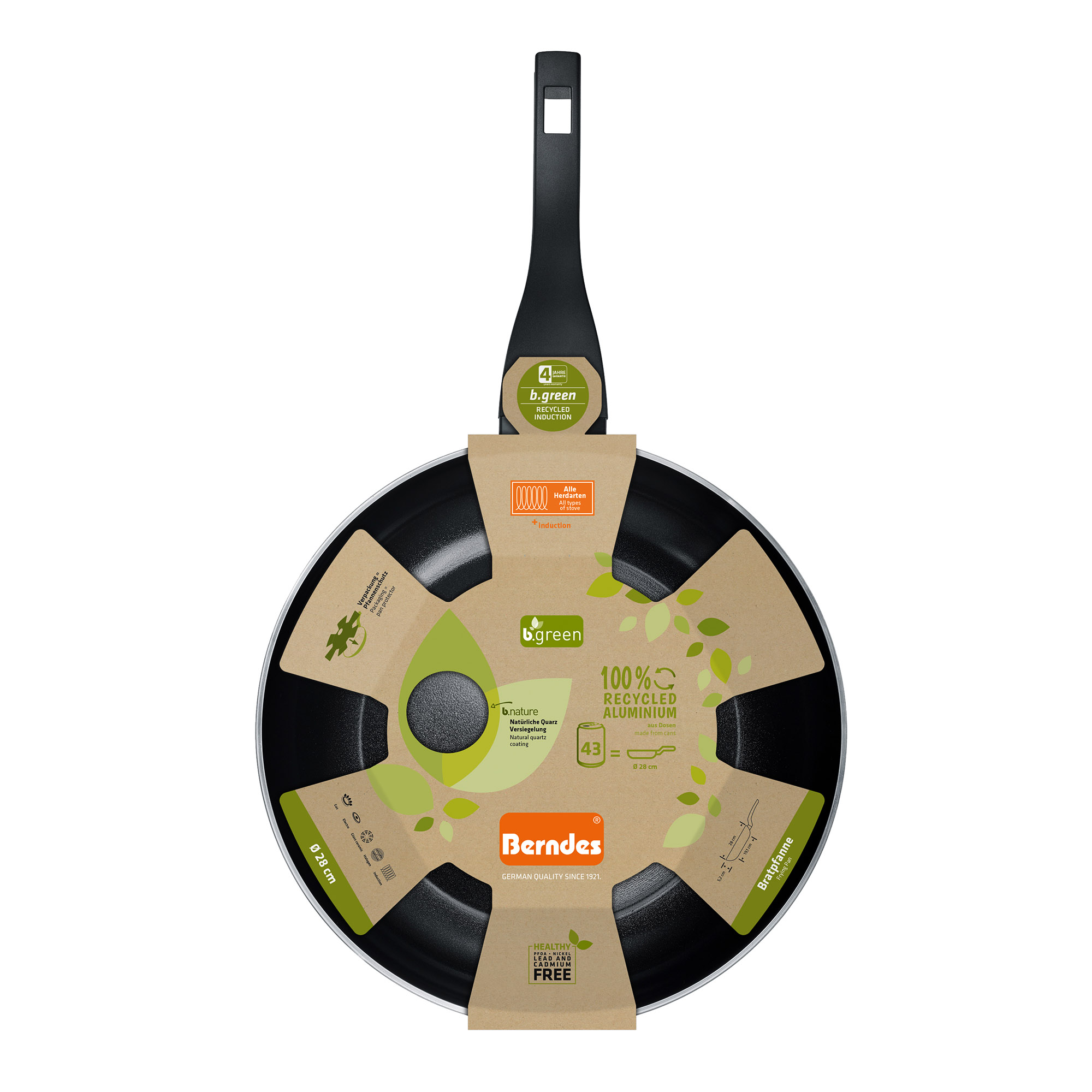 BERNDES B.GREEN ALU RECYCLED INDUCTION frying pan, 24 cm, with non-stick coating