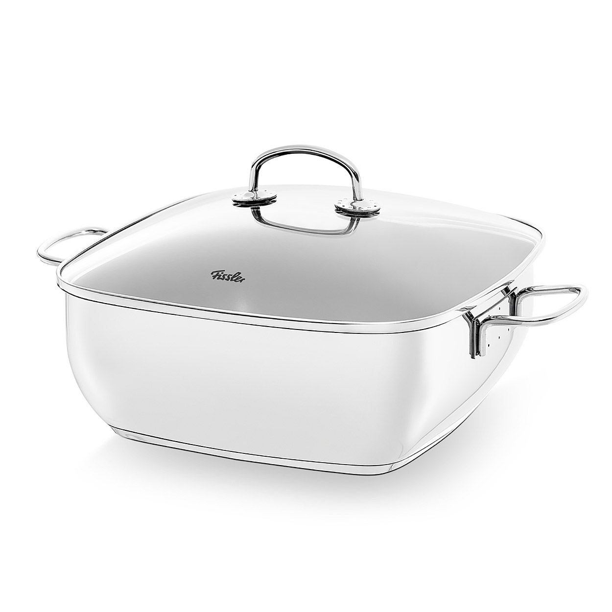 FISSLER Bräter SECURAL eckig 28 x 28 cm Antihaftbeschichtet Glasdeckel INDUKTION