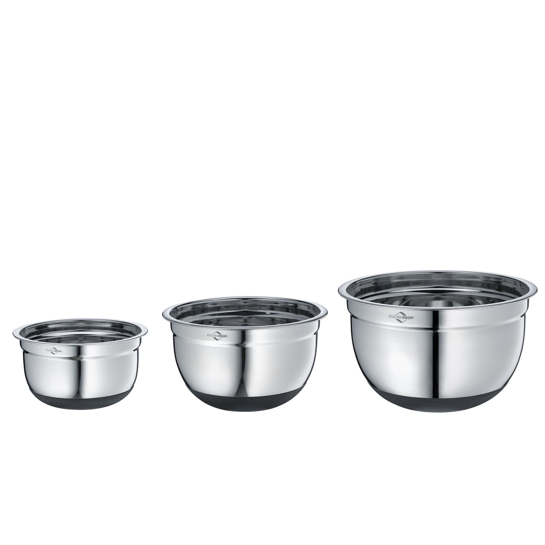 KÜCHENPROFI Küchenschüssel-Set 3 teilig 16 cm 20 cm 24 cm Rührschüssel Edelstahl