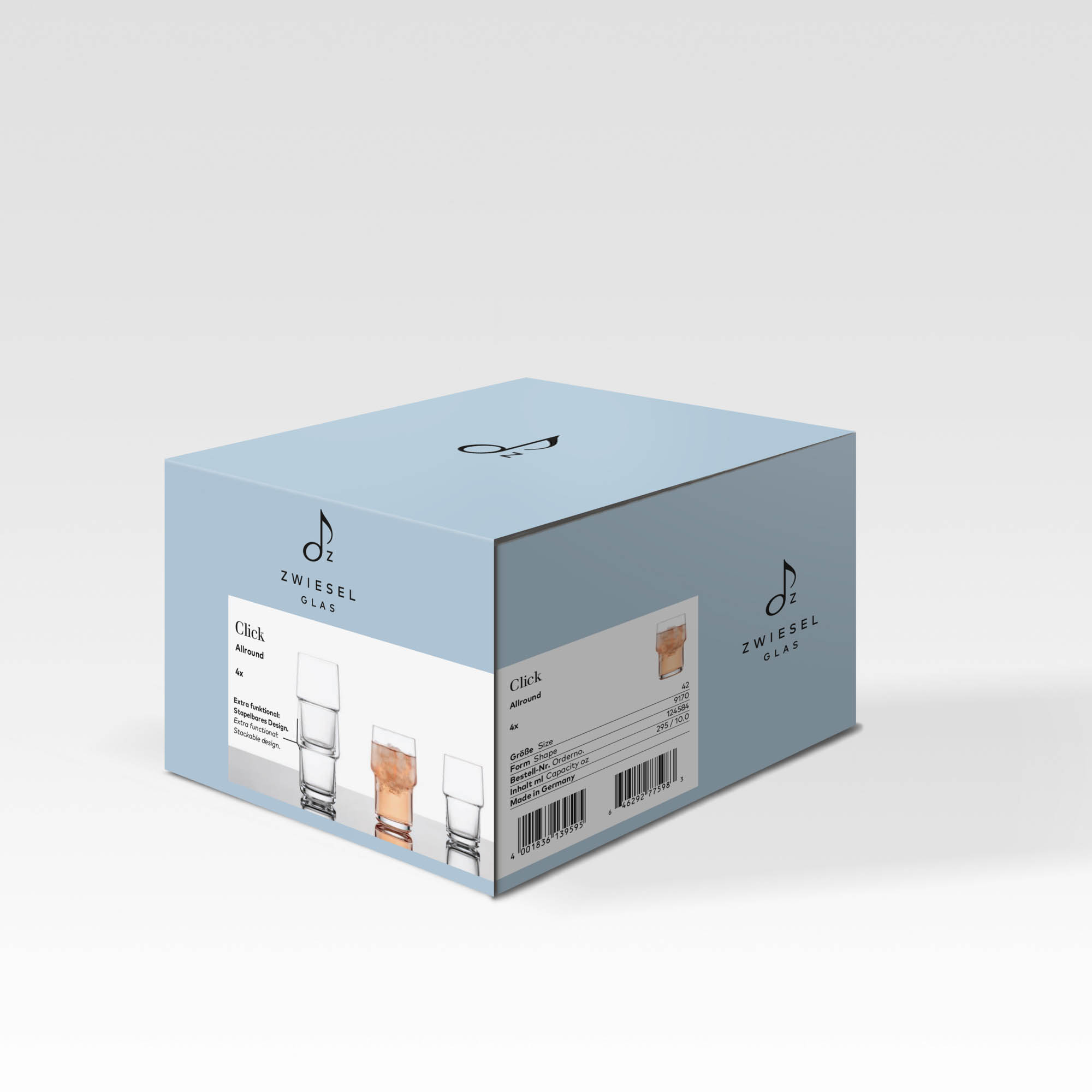 ZWIESEL GLAS Serie CLICK Allroundglas stapelbar 4 Stück Inhalt je 295 ml