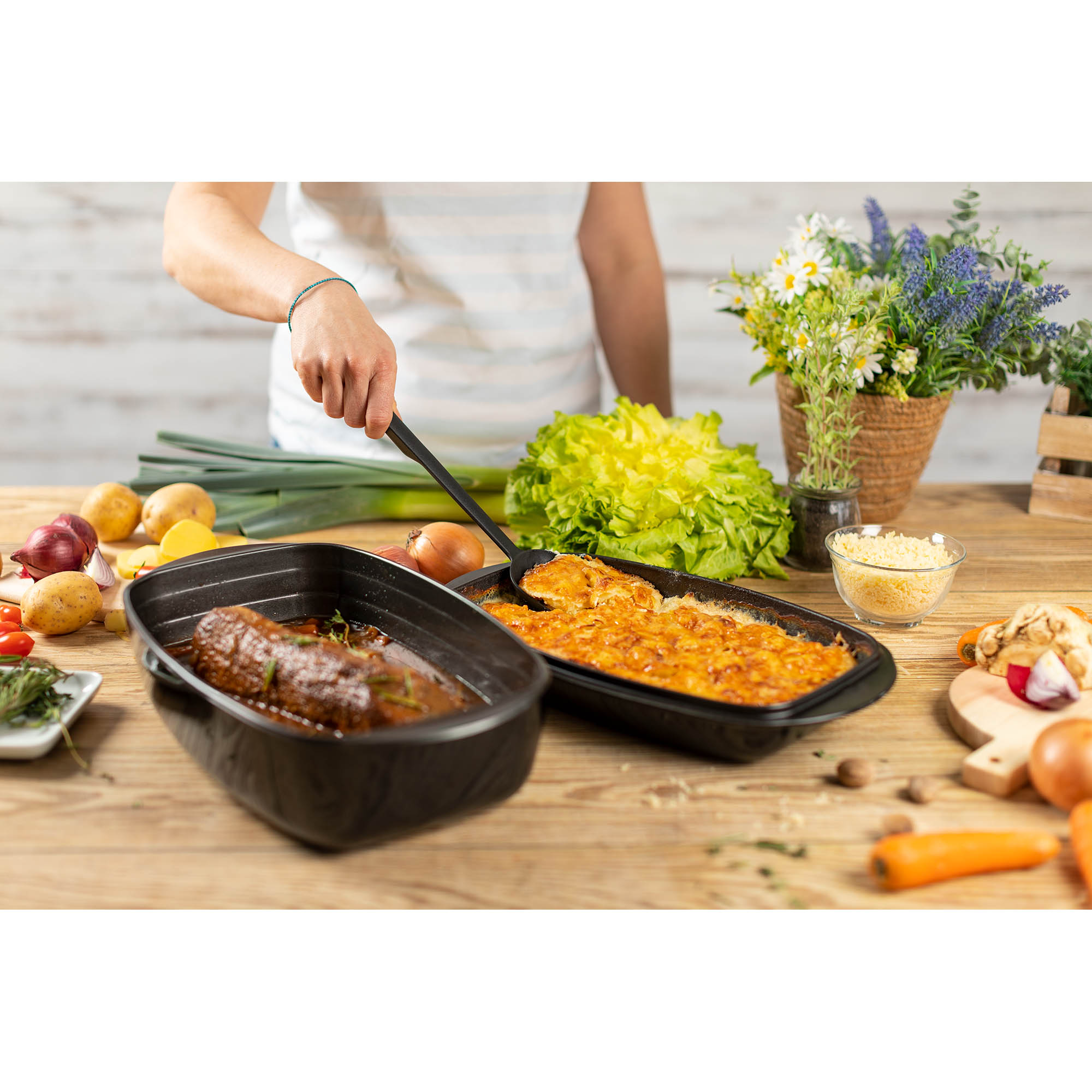 KUHN RIKON EASY glass non-stick roaster 4.3 + 2.2 litre casserole dish