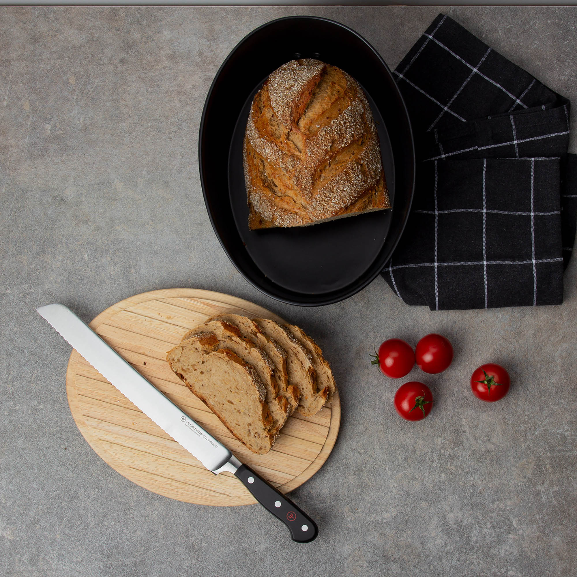 CONTINENTA Brottopf oval mit Holzdeckel  27 x 20 x 12,5 cm schwarz