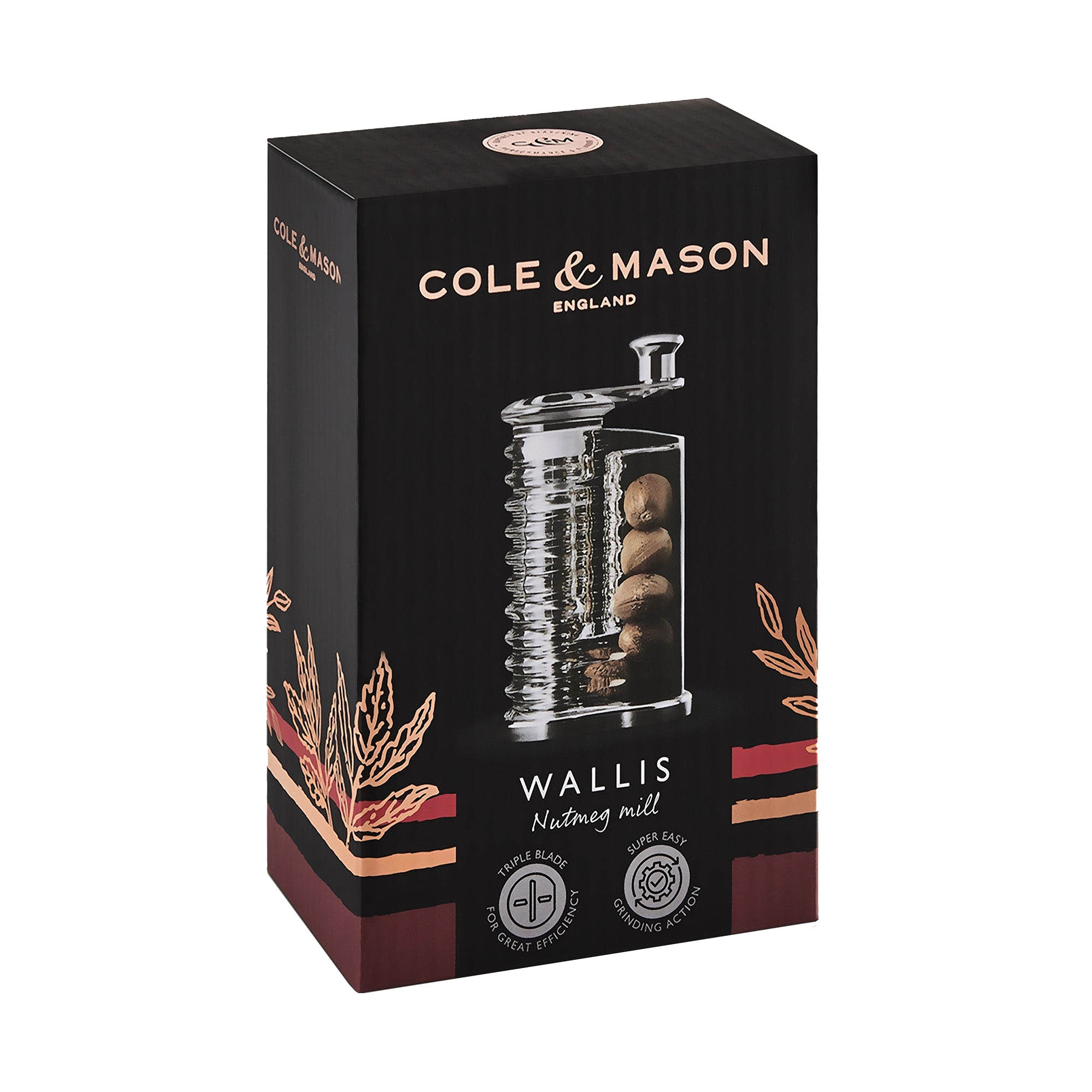 COLE & MASON Muskatmühle WALLIS Acryl 14,6 cm, unbefüllt
