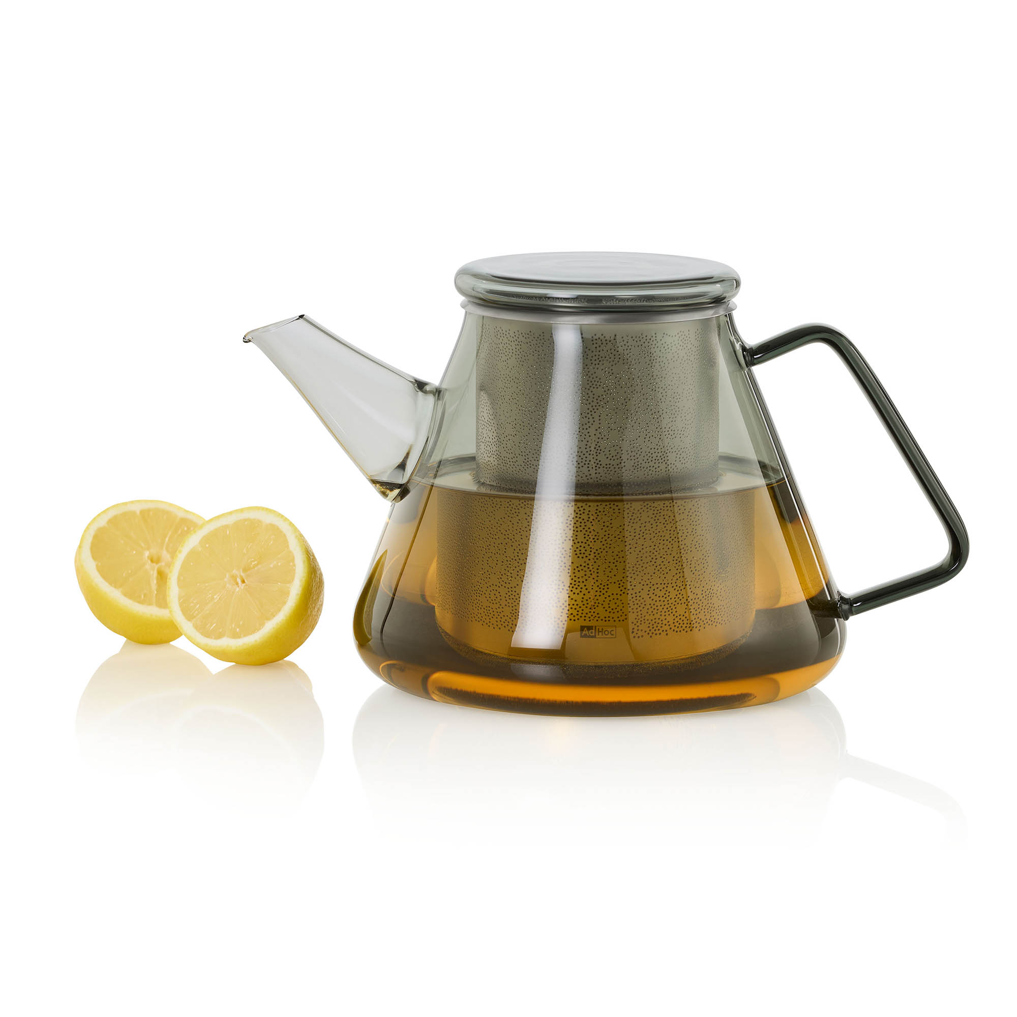 AdHoc Teekanne ORIENT+ GREY aus Borosilikatglas grau getönt 1,5 Liter