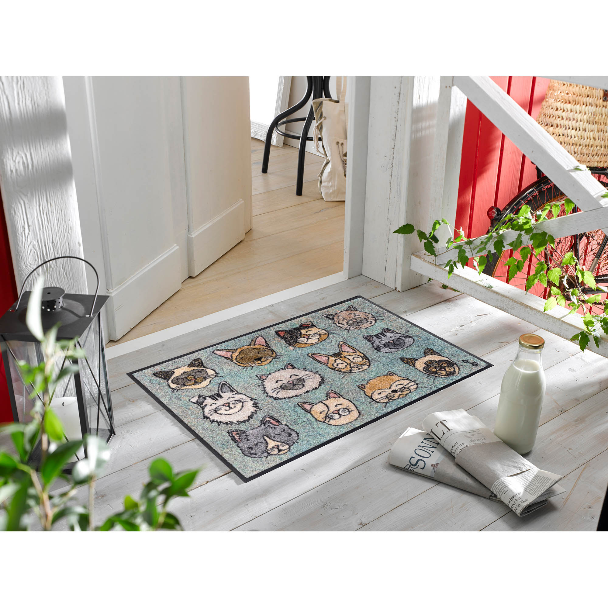 WASH + DRY Fußmatte 50 x 75 cm Motiv GLÜCKSKATZEN