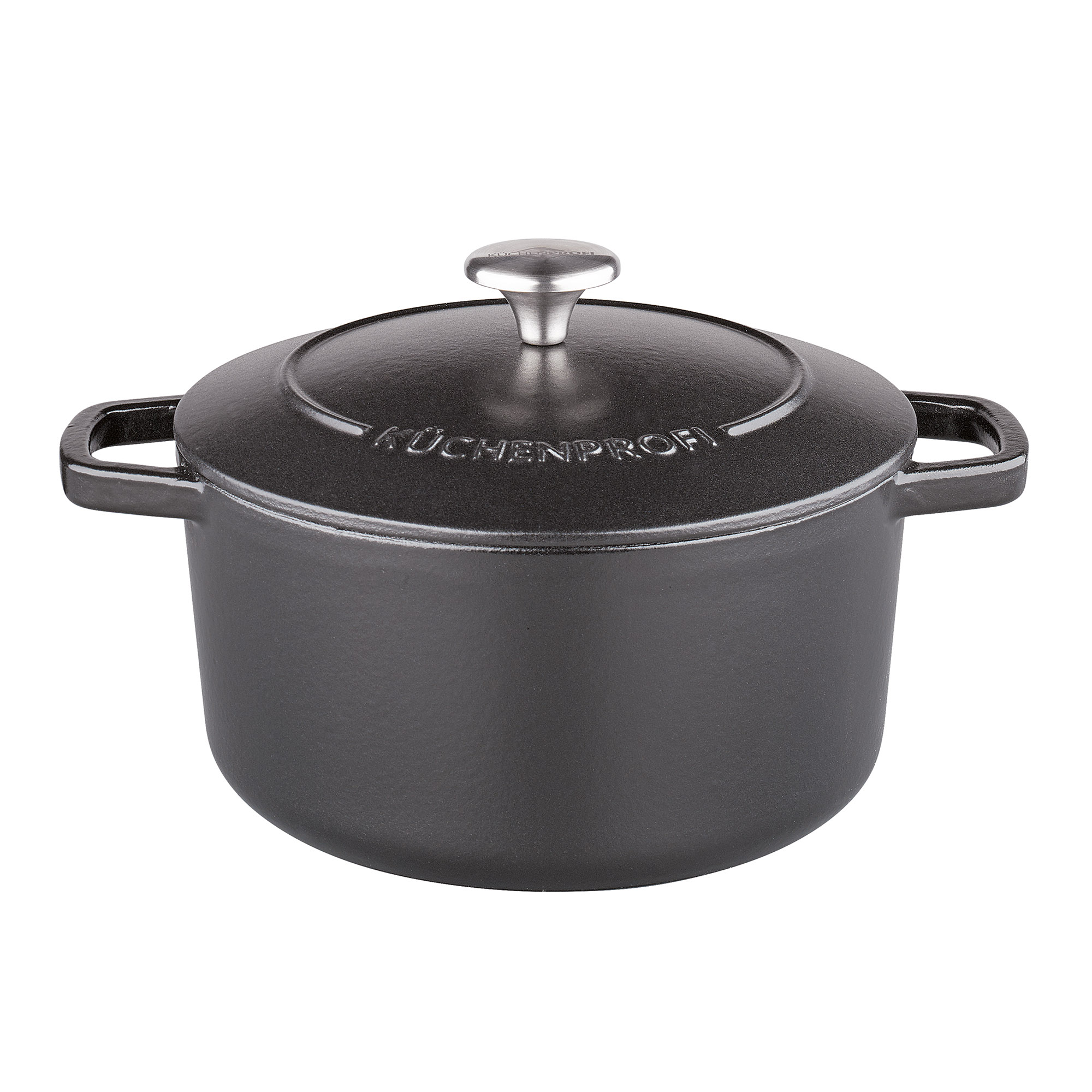 KÜCHENPROFI Bratentopf Bräter BRETAGNE 24 cm 4,2 Liter Gusseisen schwarz