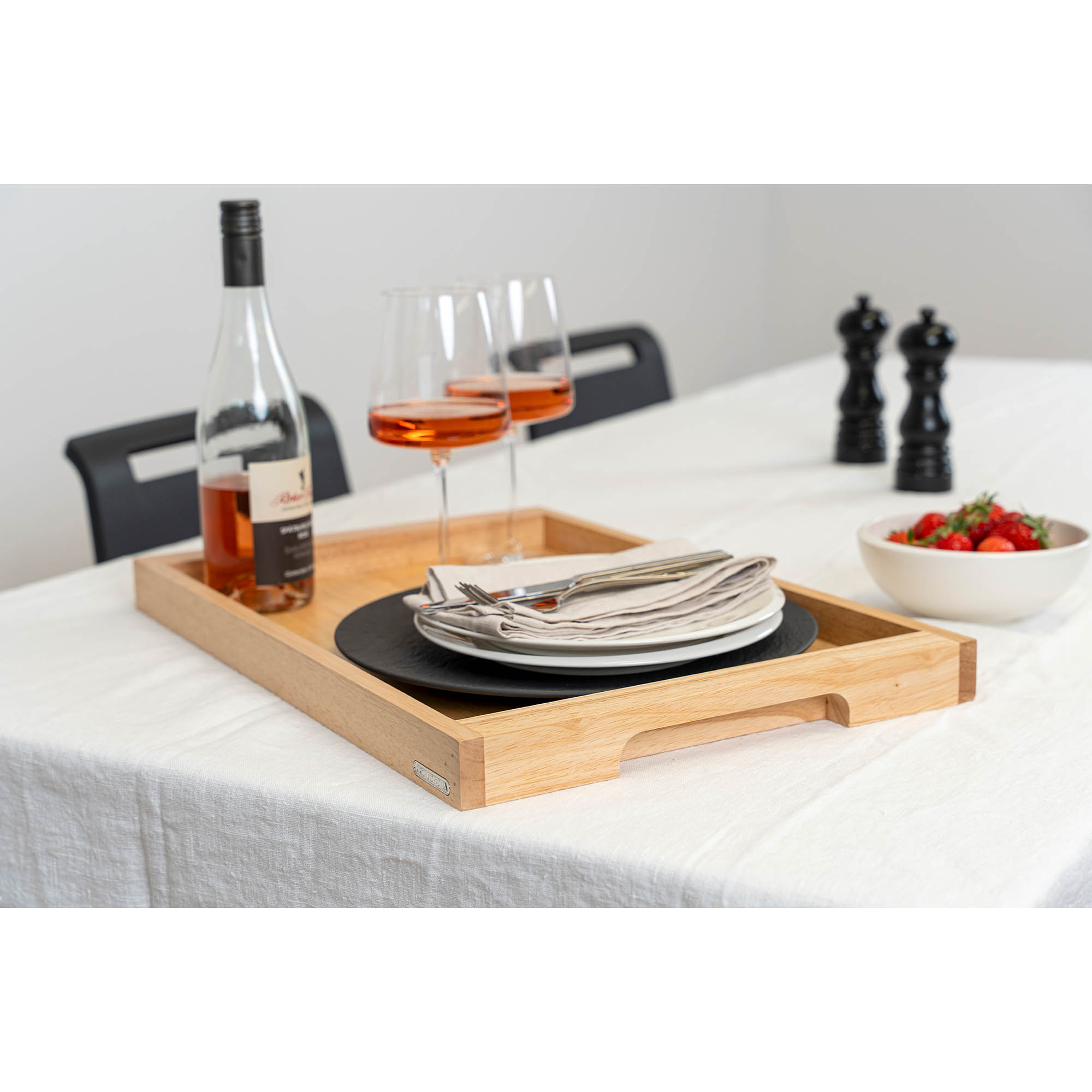 CONTINENTA Tablett aus Gummibaumholz 54 x 36 cm