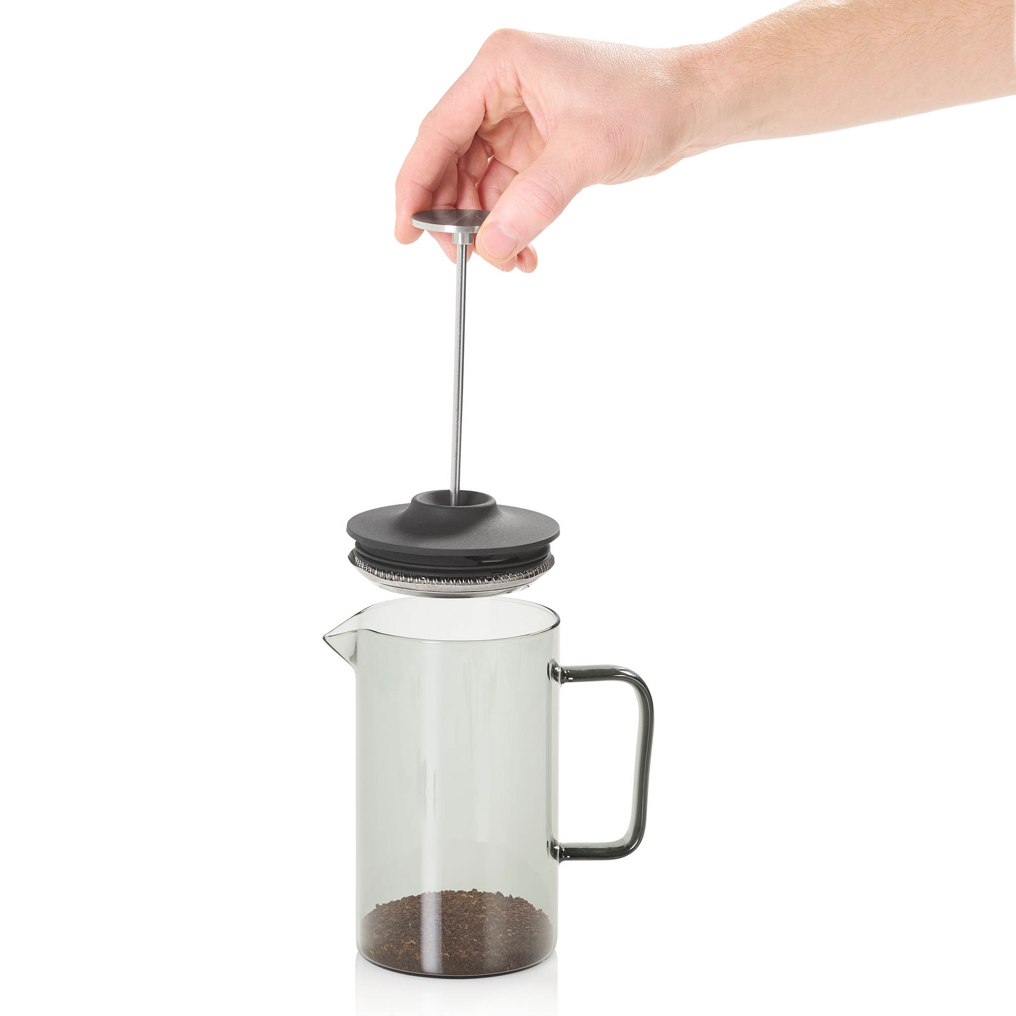 AdHoc French Press coffee maker IMPACT borosilicate glass grey 0.6 litre