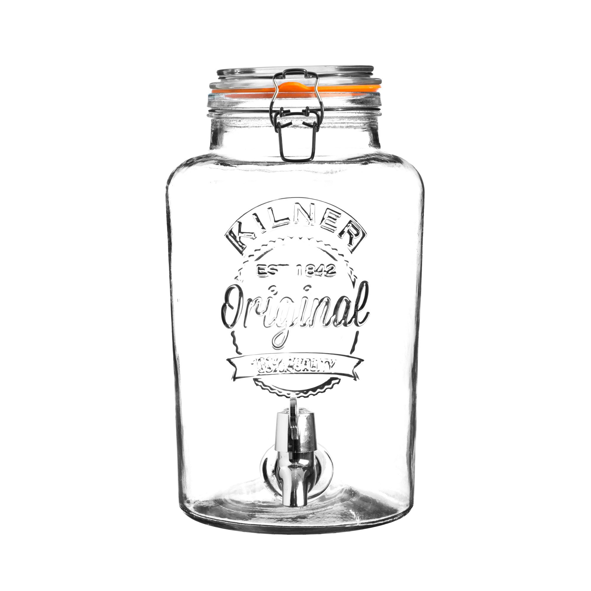 KILNER Getränkespender 5 Liter aus Glas rund mit Bügelverschlussdeckel und Zapfhahn