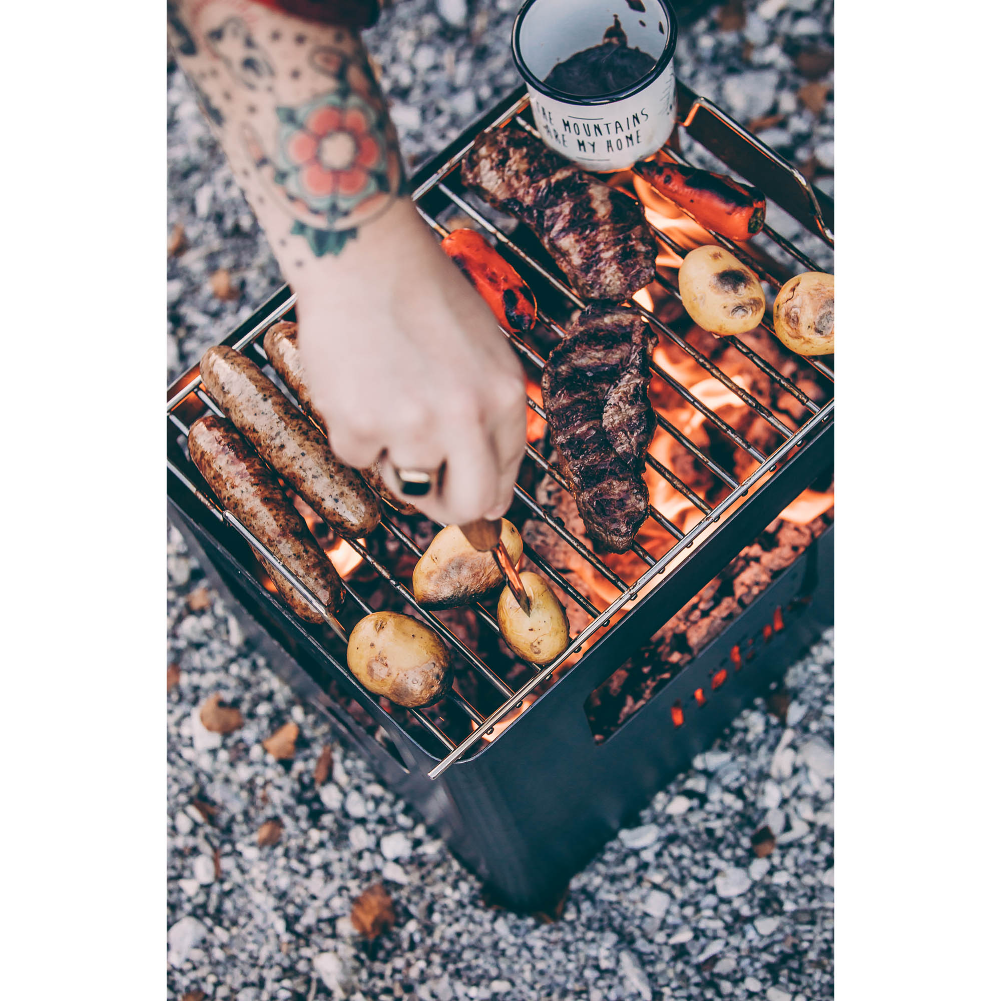 HÖFATS Edelstahl-Grillrost für Feuerkorb BEER BOX
