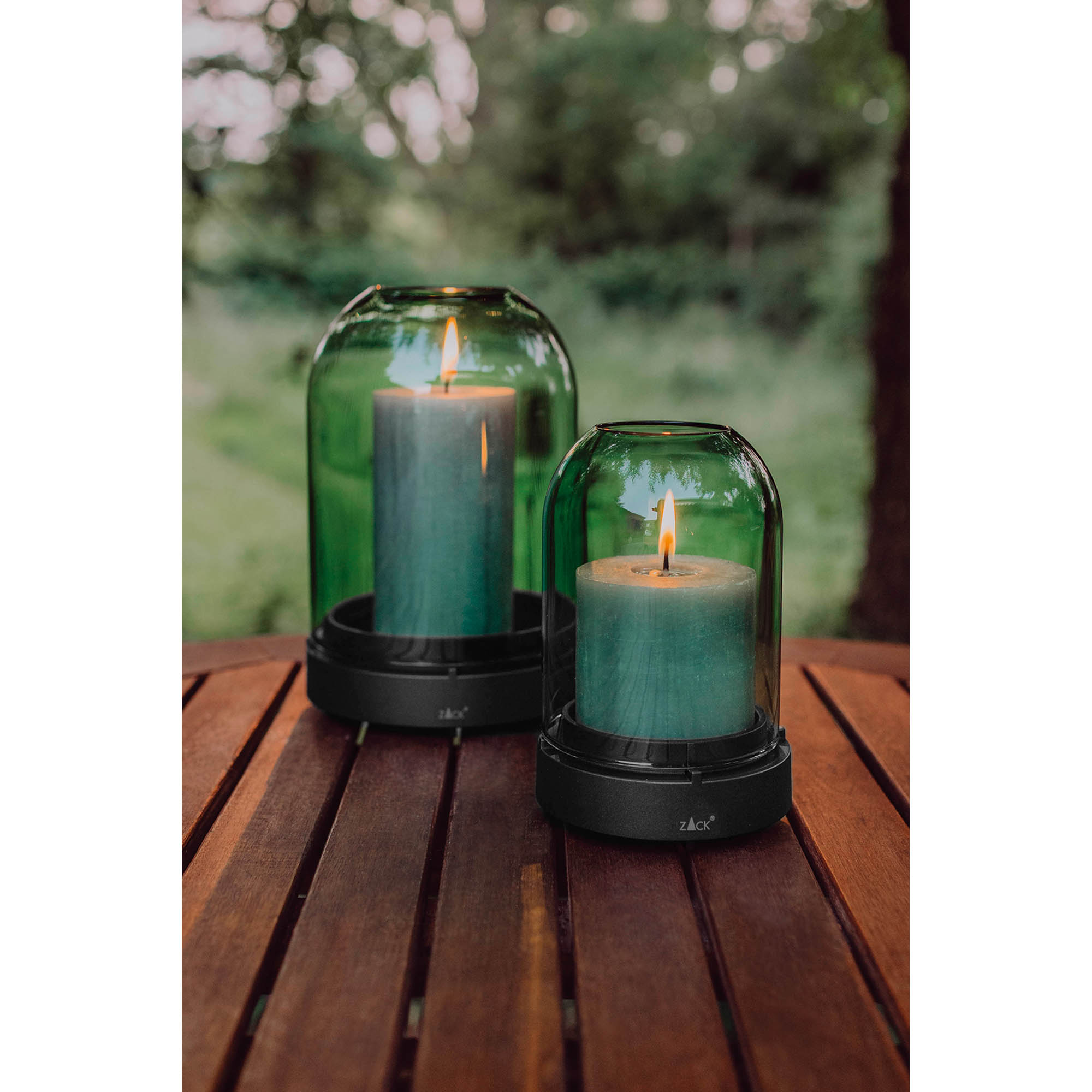 ZACK Windlicht TREVO Borosilikatglas grün getönt, 15 cm hoch