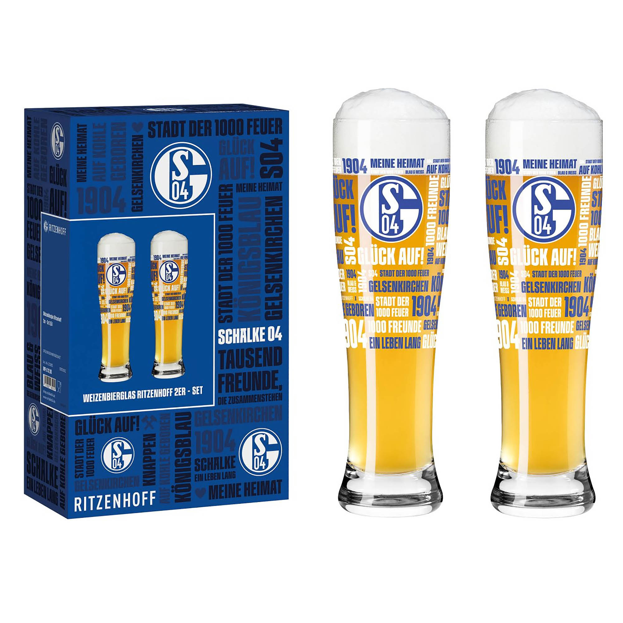 RITZENHOFF Weizenbierglas Weißbierglas FC SCHALKE 04 Set mit 2 Stück à 646 ml