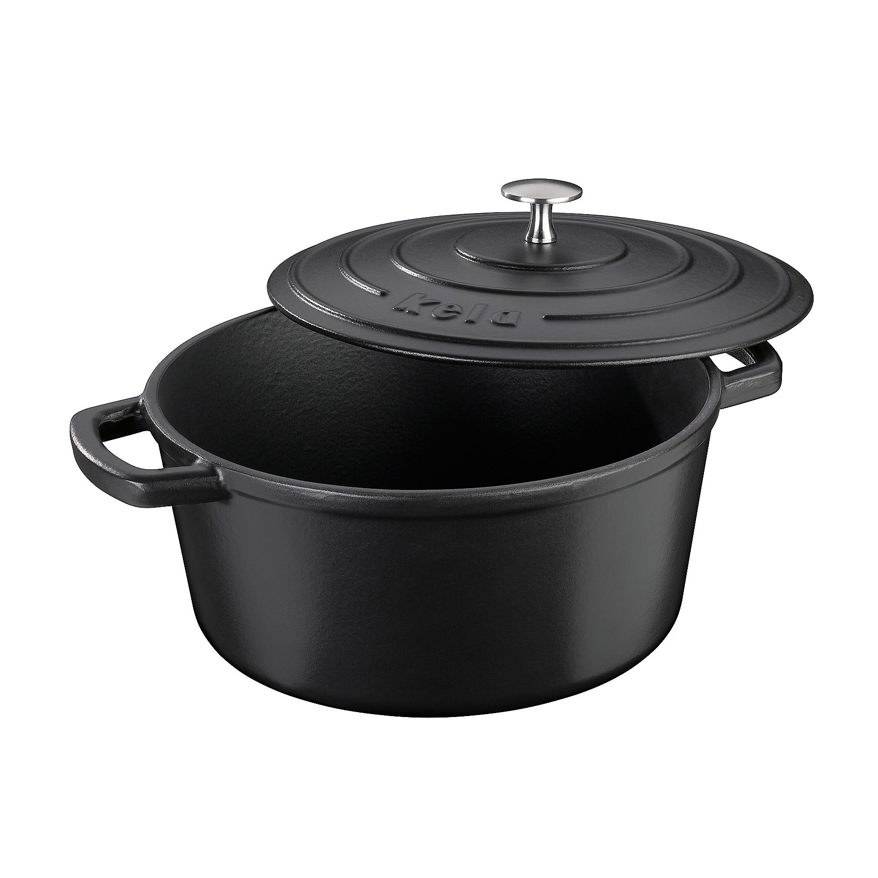 KELA Bräter Cocotte CALIDO Gusseisen emailliert 26 cm rund 4,6 Liter schwarz