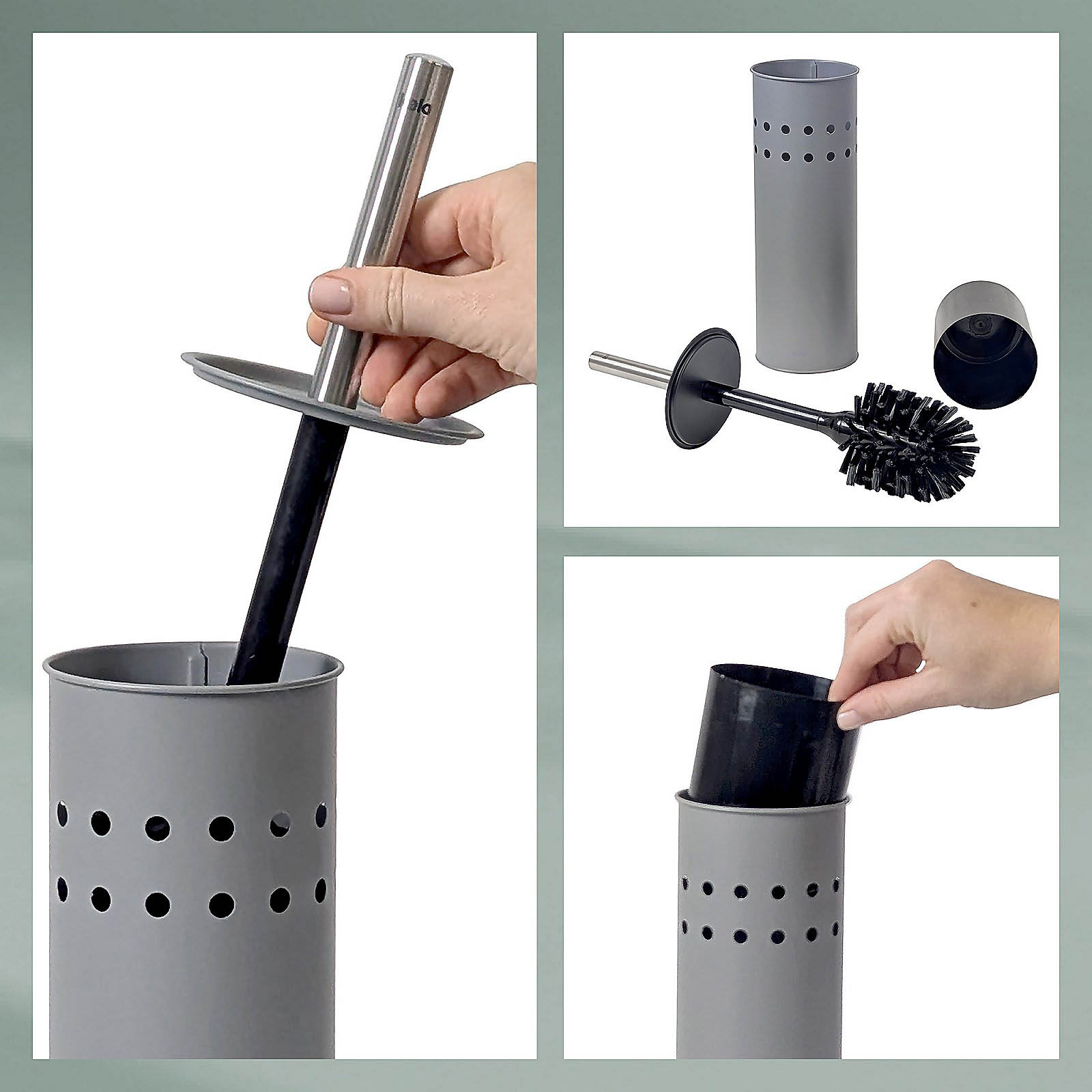 KELA WC-Garnitur Toilettenbürste LEO Metall grau