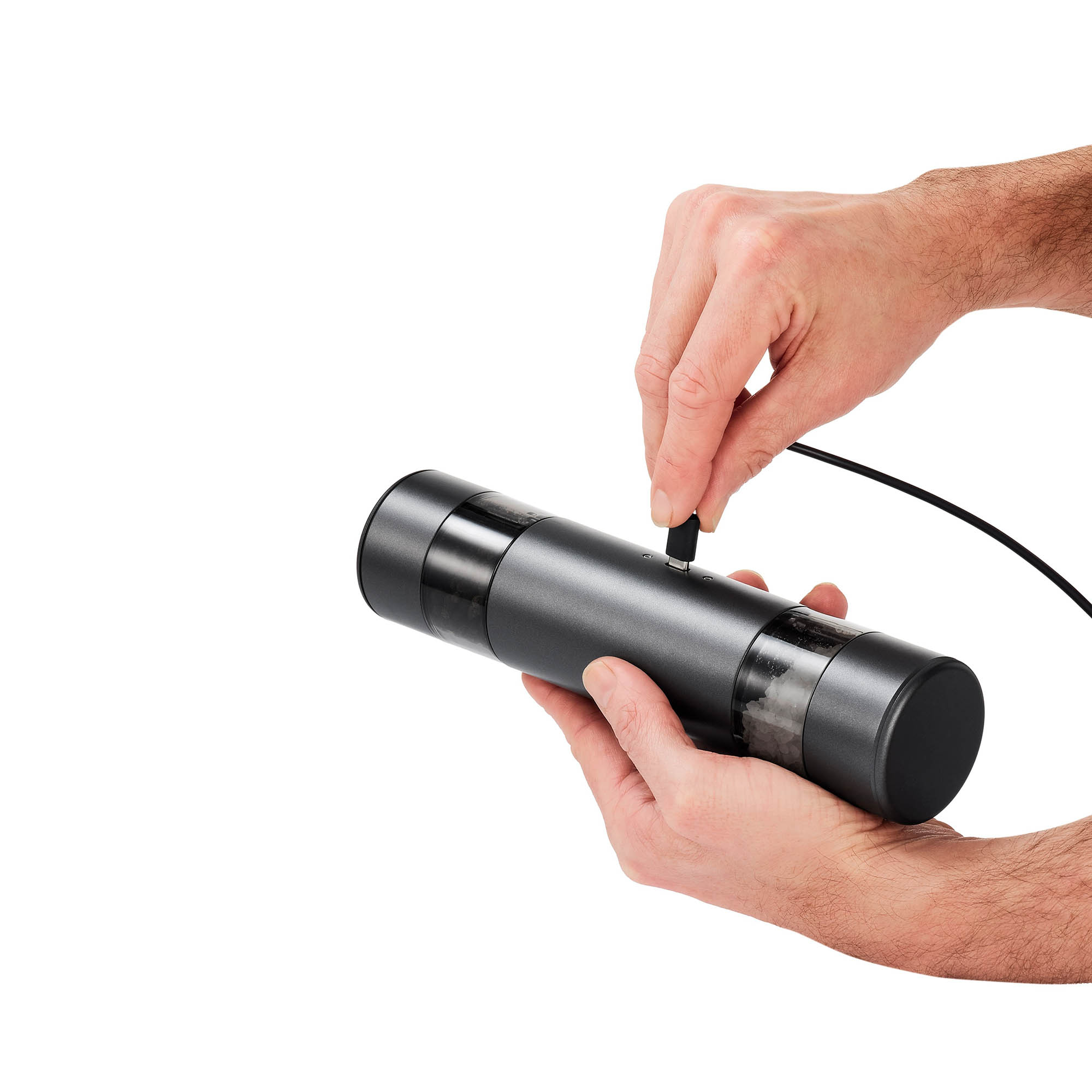 AdHoc Elektrische Pfeffer- / Salz-Doppelmühle i.MILL DUO 23,5 cm Edelstahl schwarz