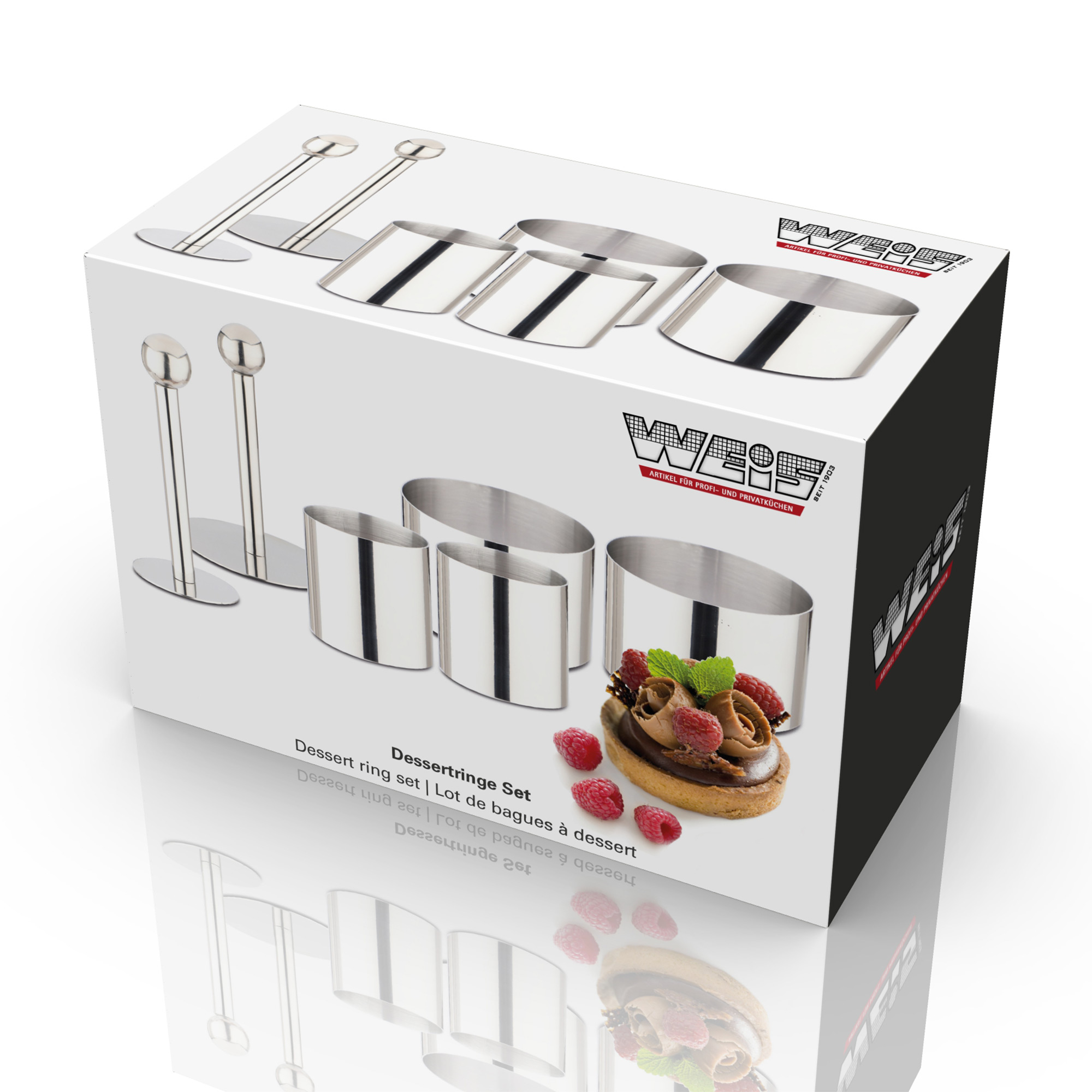 WEIS Dessertringe-Set mit 4 Ringen in 2 Größen Edelstahl