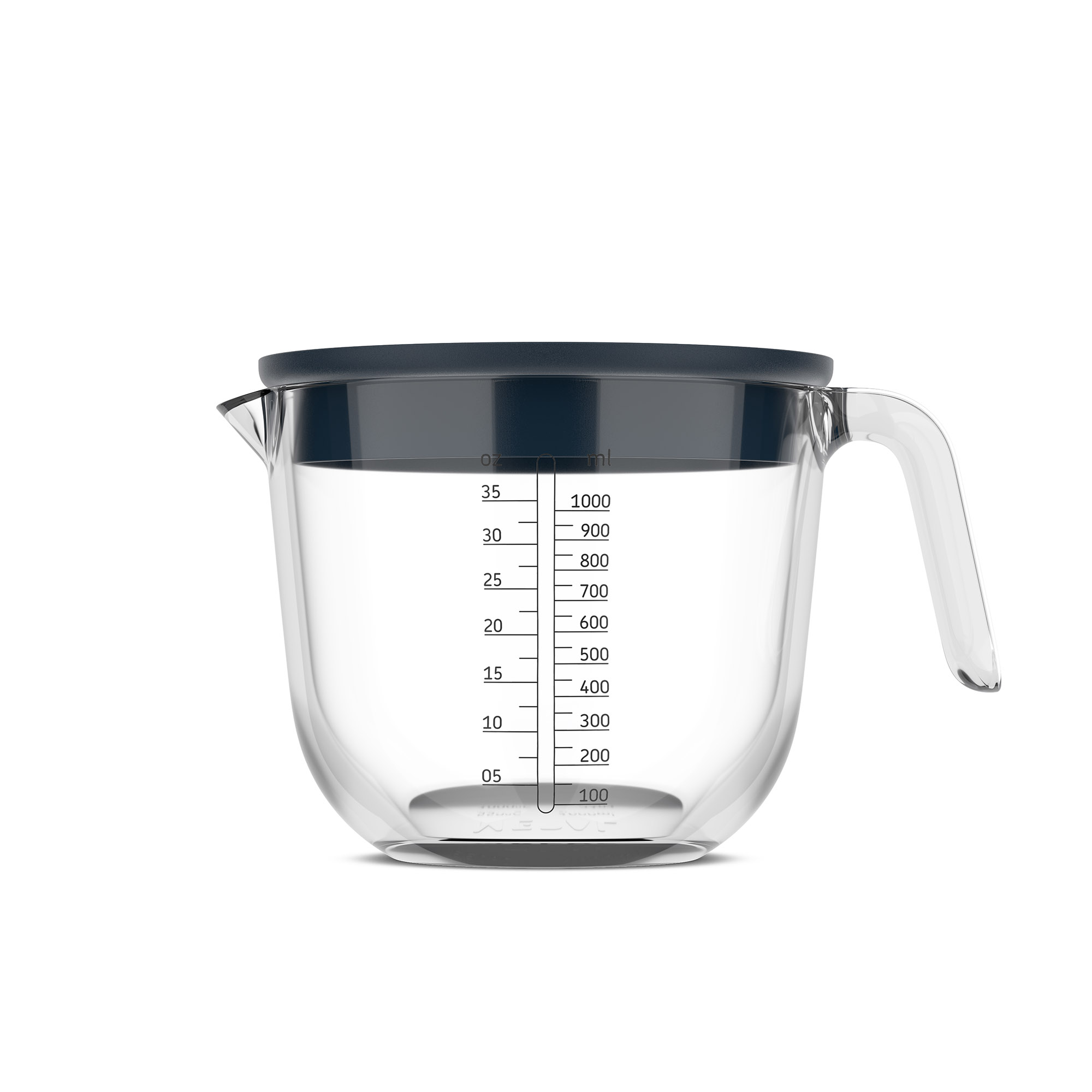 MEPAL Messbecher CHEF IT 1,0 Liter aus Glas mit Deckel navy (marineblau)