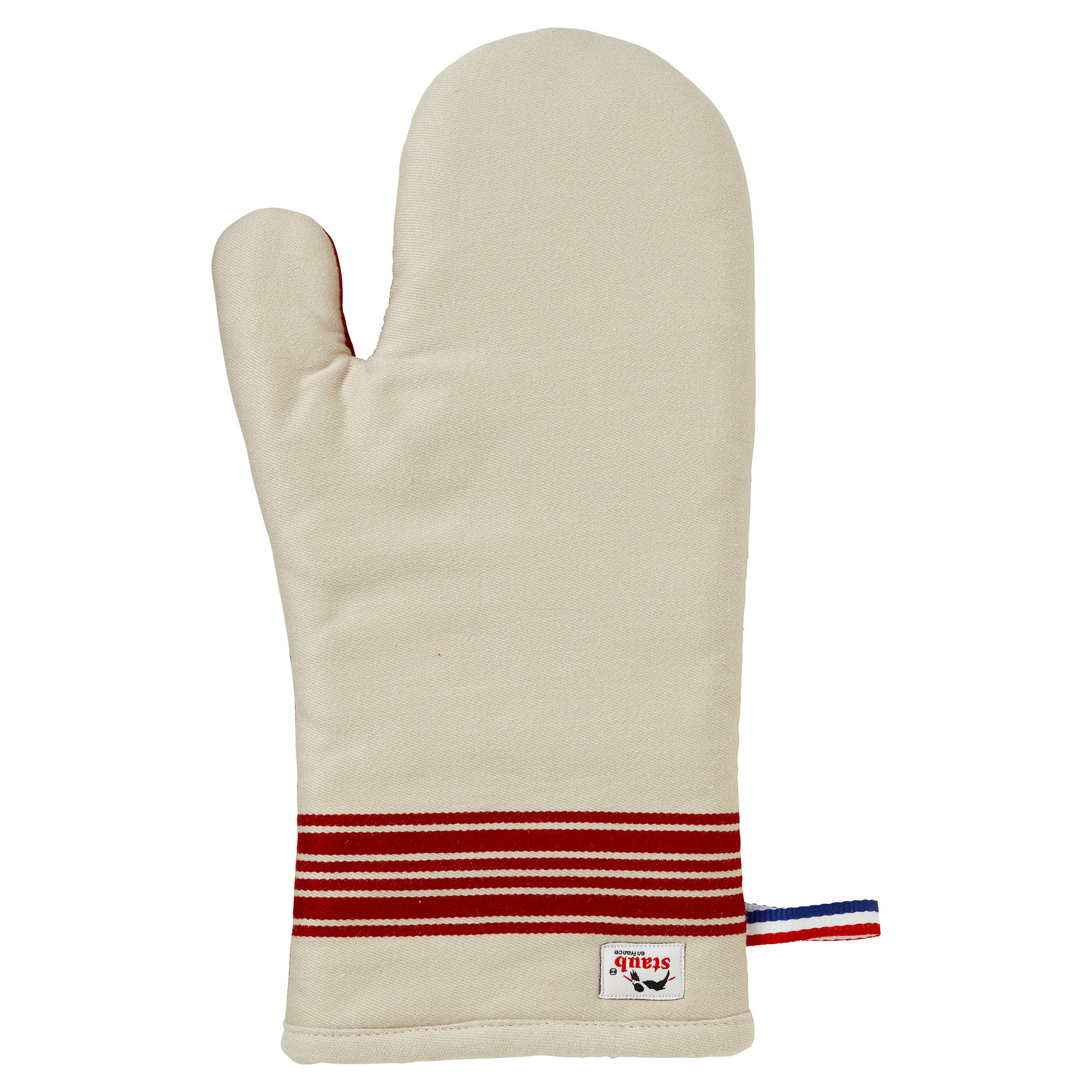 STAUB France oven gloves FRENCH LINE set of 2 35 x 19 cm wool white / cherry red
