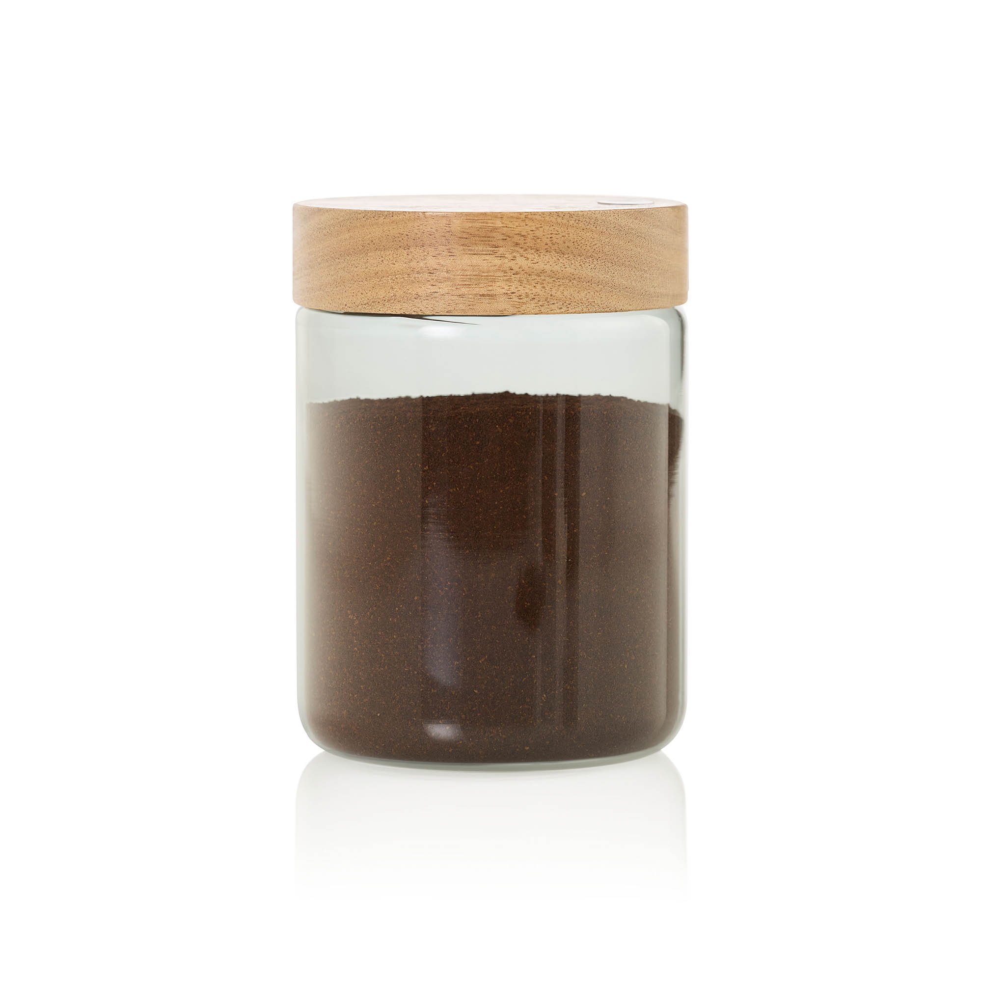 AdHoc Vorratsdose PURE JAR aus Borosilikatglas und Akazienholz 0,8 Liter