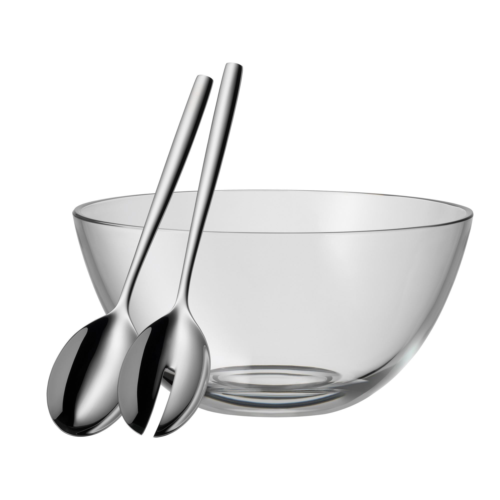 WMF Salatschüssel Taverno, Glas, (Set, 3-tlg), inkl. Salatbesteck, stilvolles Design, spülmaschinengeeignet