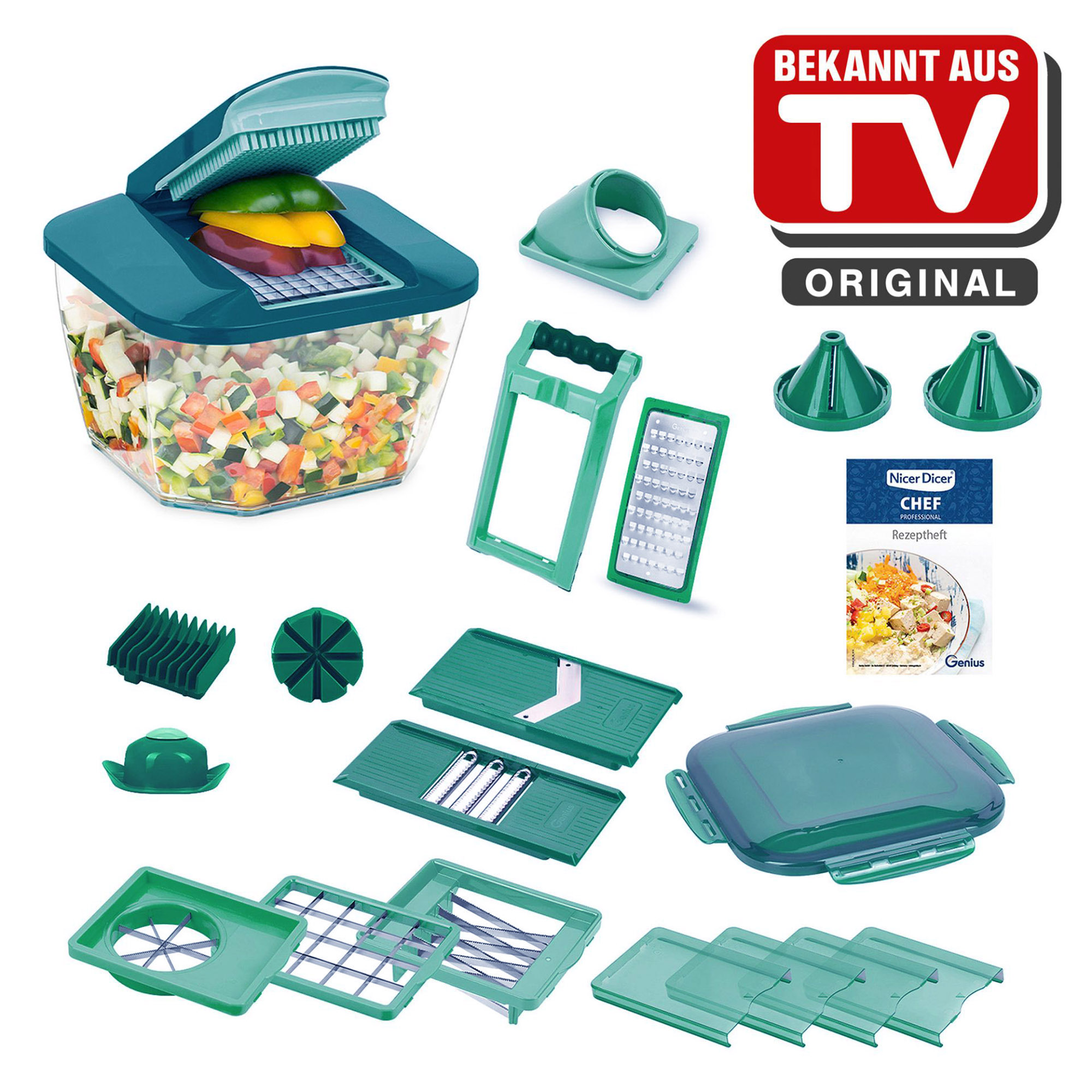 GENIUS Nicer Dicer Chef Professional Set 23-piece green multifunctional slicer