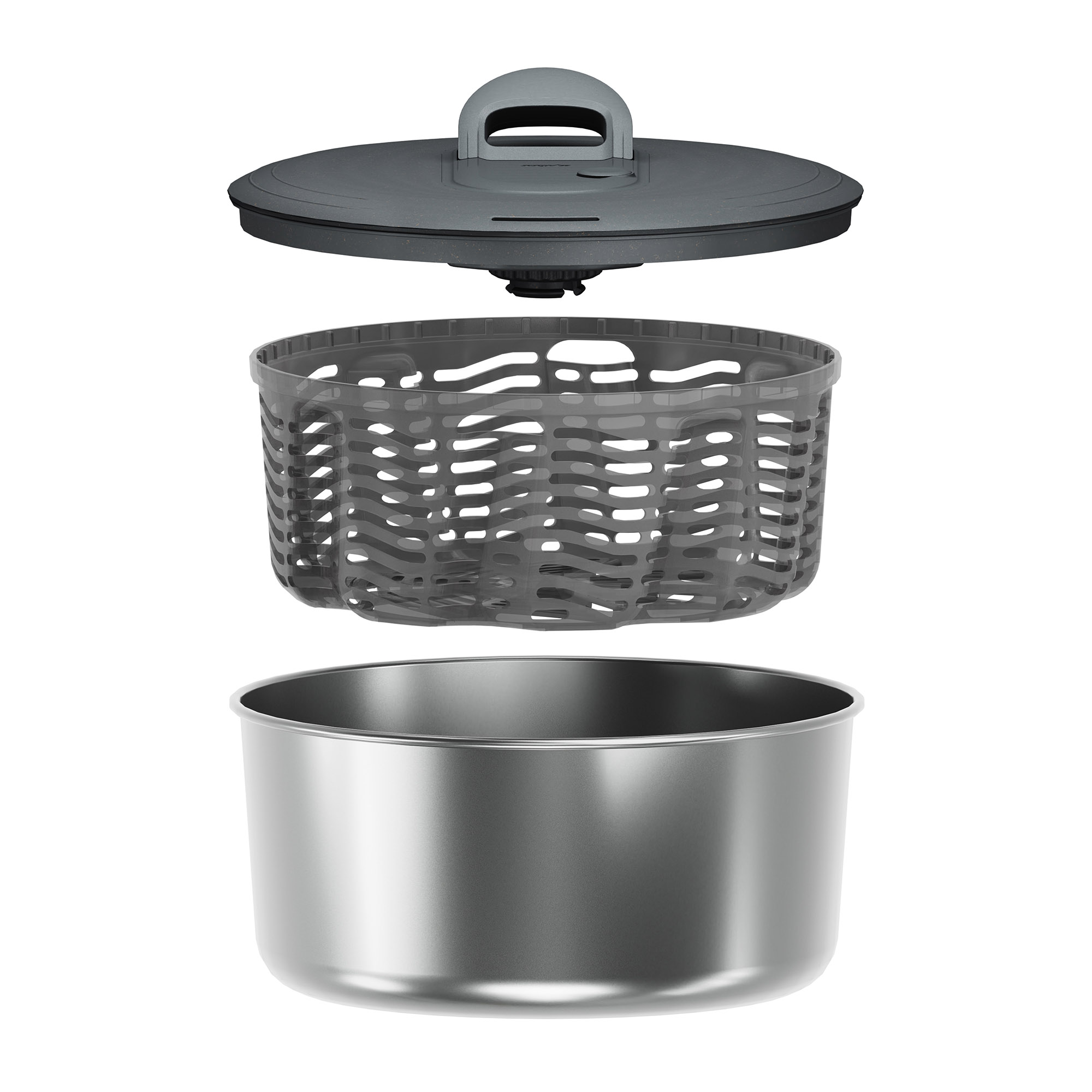 ZYLISS salad spinner EASY SPIN S stainless steel rope pull mechanism 23 cm black