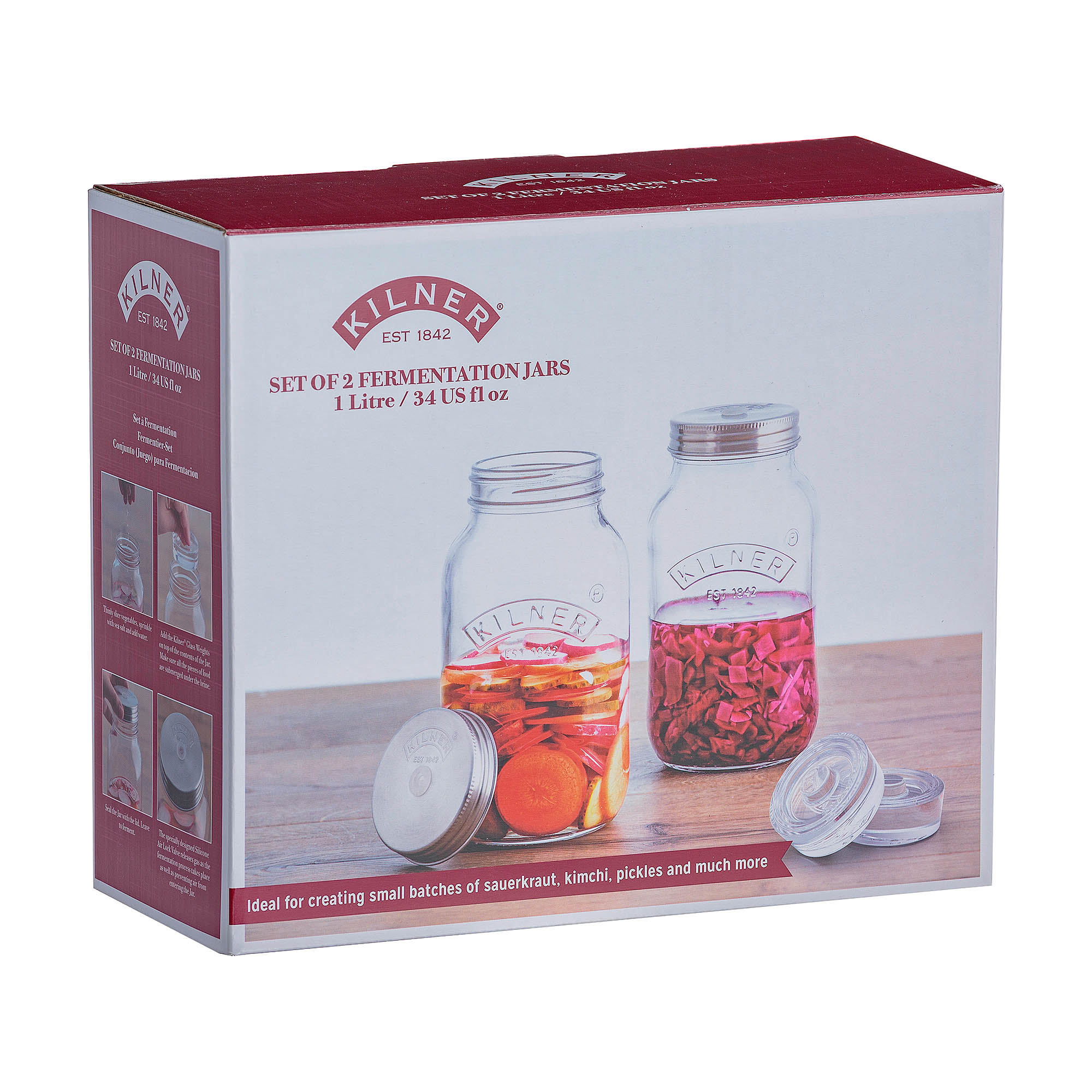KILNER Fermentation Set: 2 x 1-litre jars with accessories