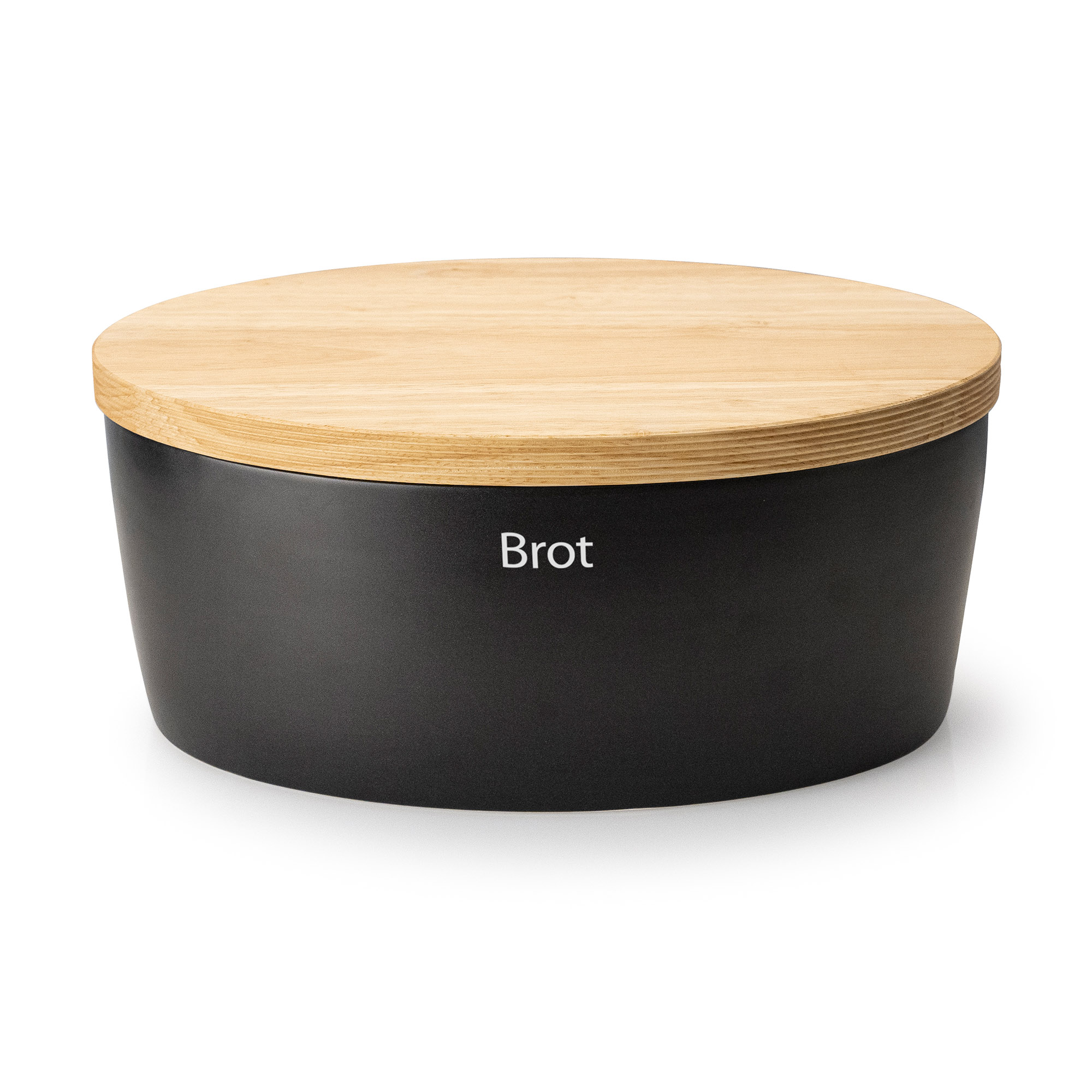 CONTINENTA Brottopf oval mit Holzdeckel hoch 36 x 23 x 15,5 cm schwarz