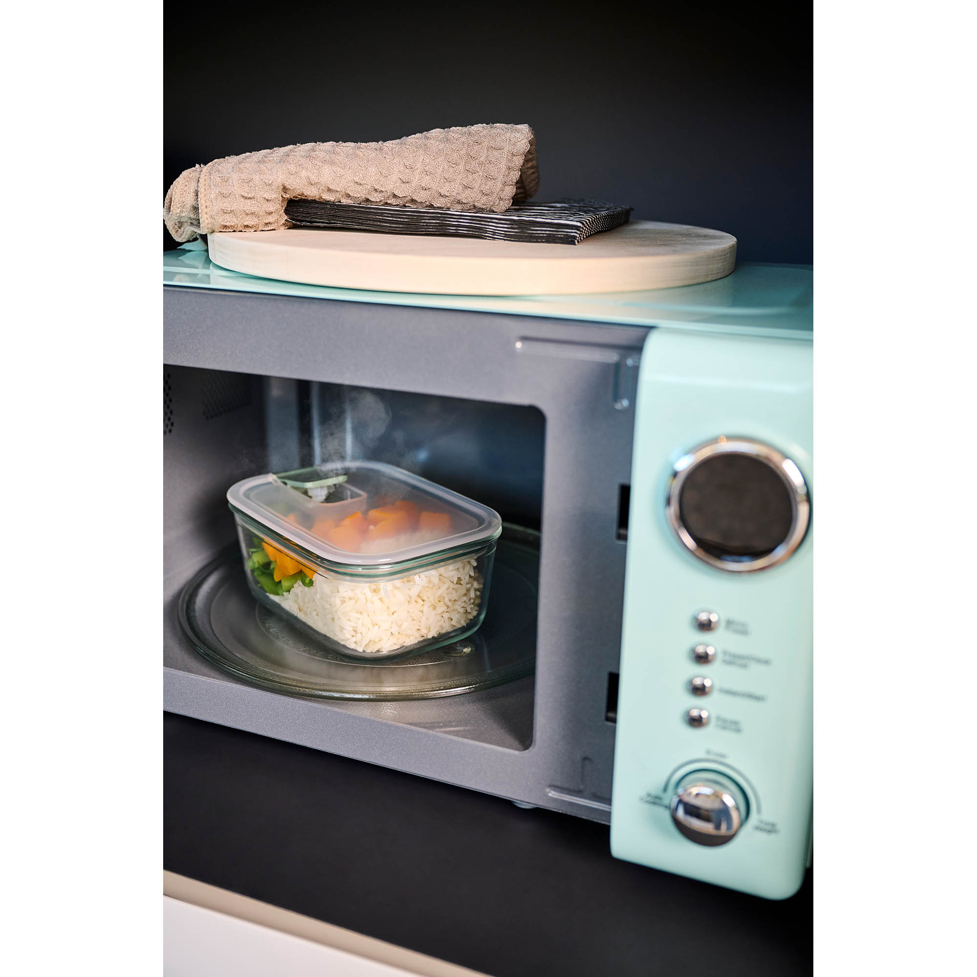 MEPAL EASY CLIP food storage jar borosilicate glass square flat 2.25 litres nordic sage