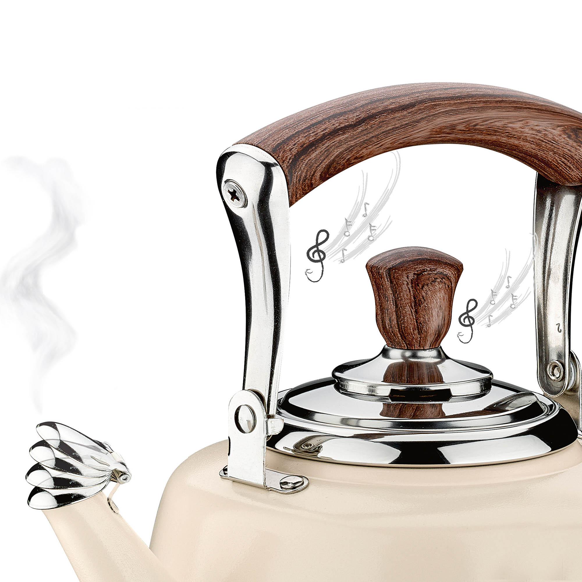 CILIO Wasserkessel BIANCO Edelstahl cremeweiß 2,0 Liter Induktion