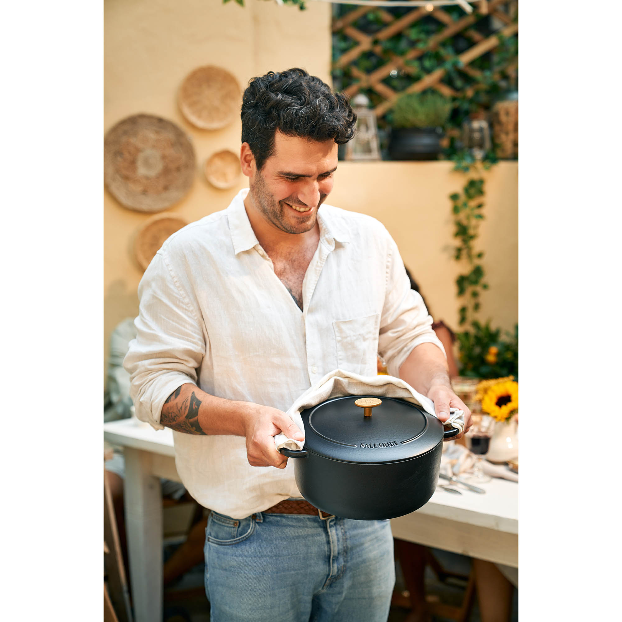 BALLARINI Cocotte BELLAMONTE 28 cm rund 7,0 Liter Bräter aus Gusseisen schwarz